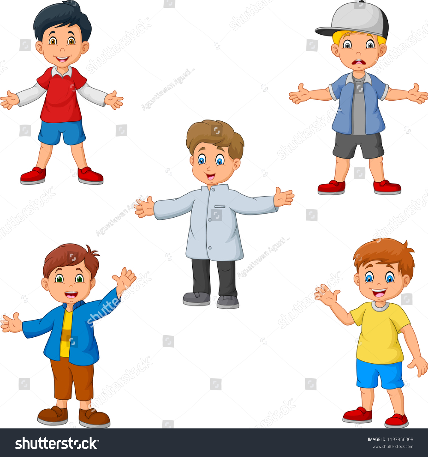 Cartoon Boys Collection Set Stock Vector (Royalty Free) 1197356008 ...