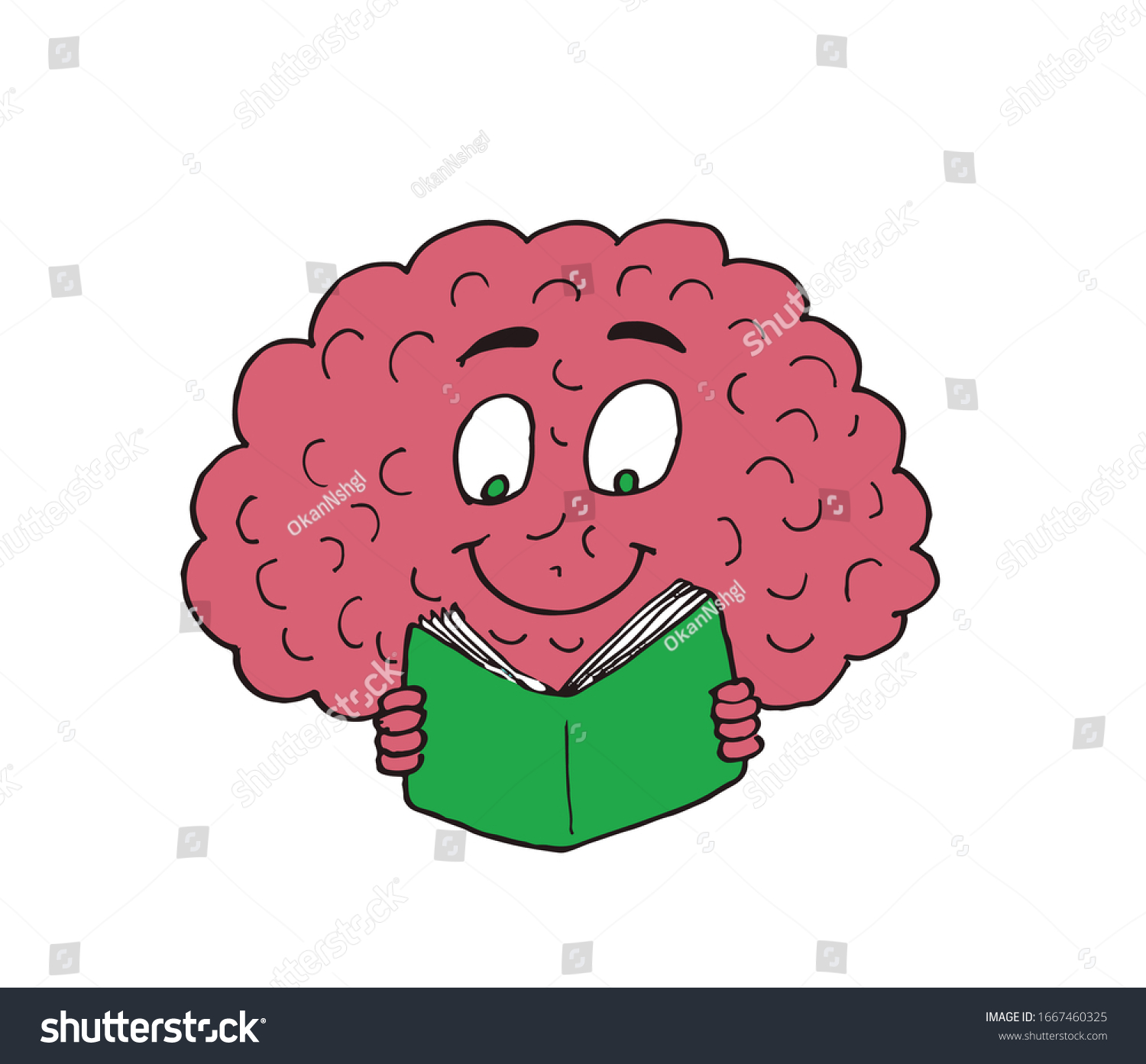 Cartoon Brain Reading Book Vector Stock Vector (Royalty Free ...