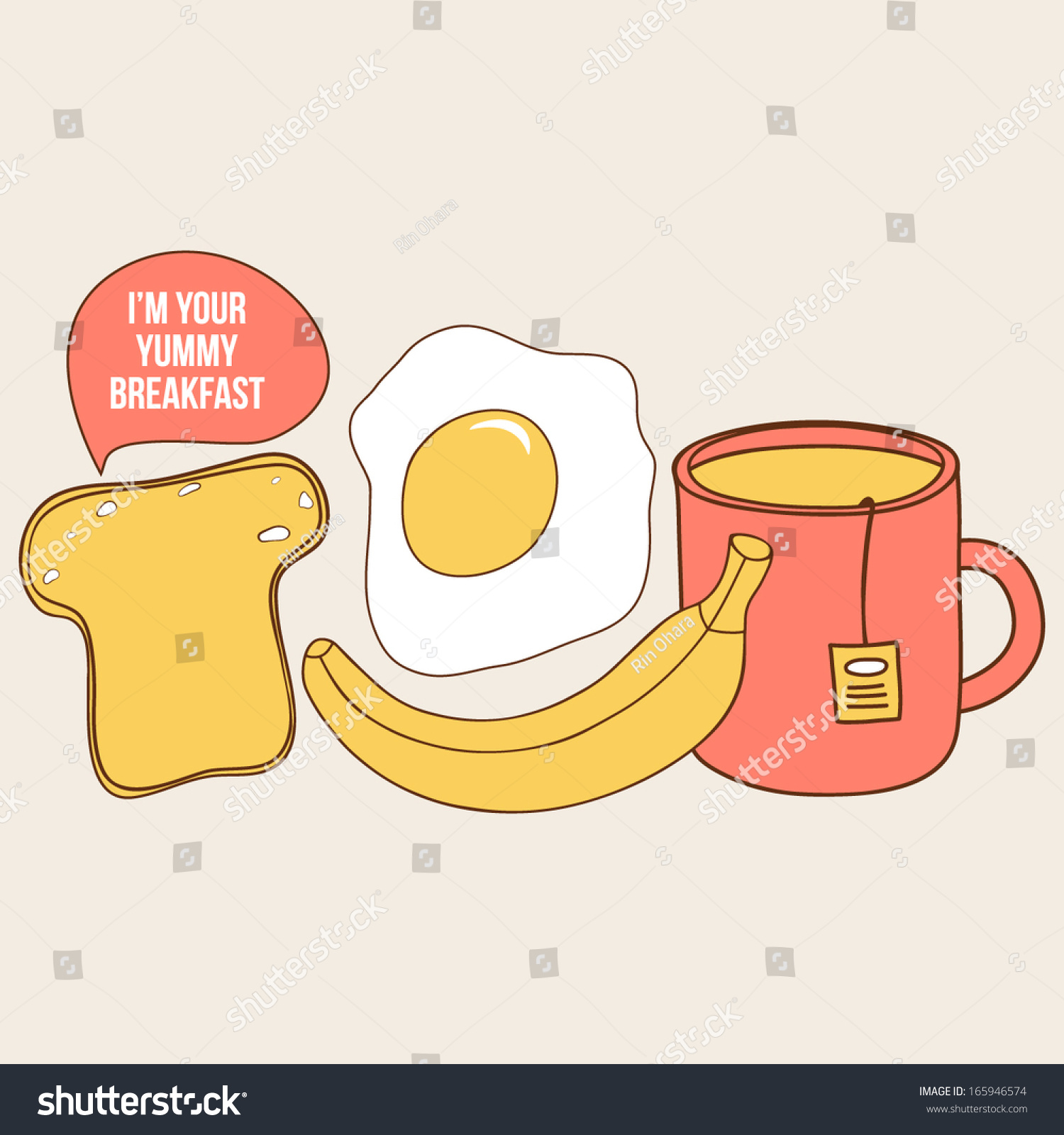 Cartoon Breakfast Vector Illustration Stock Vector 165946574 - Shutterstock