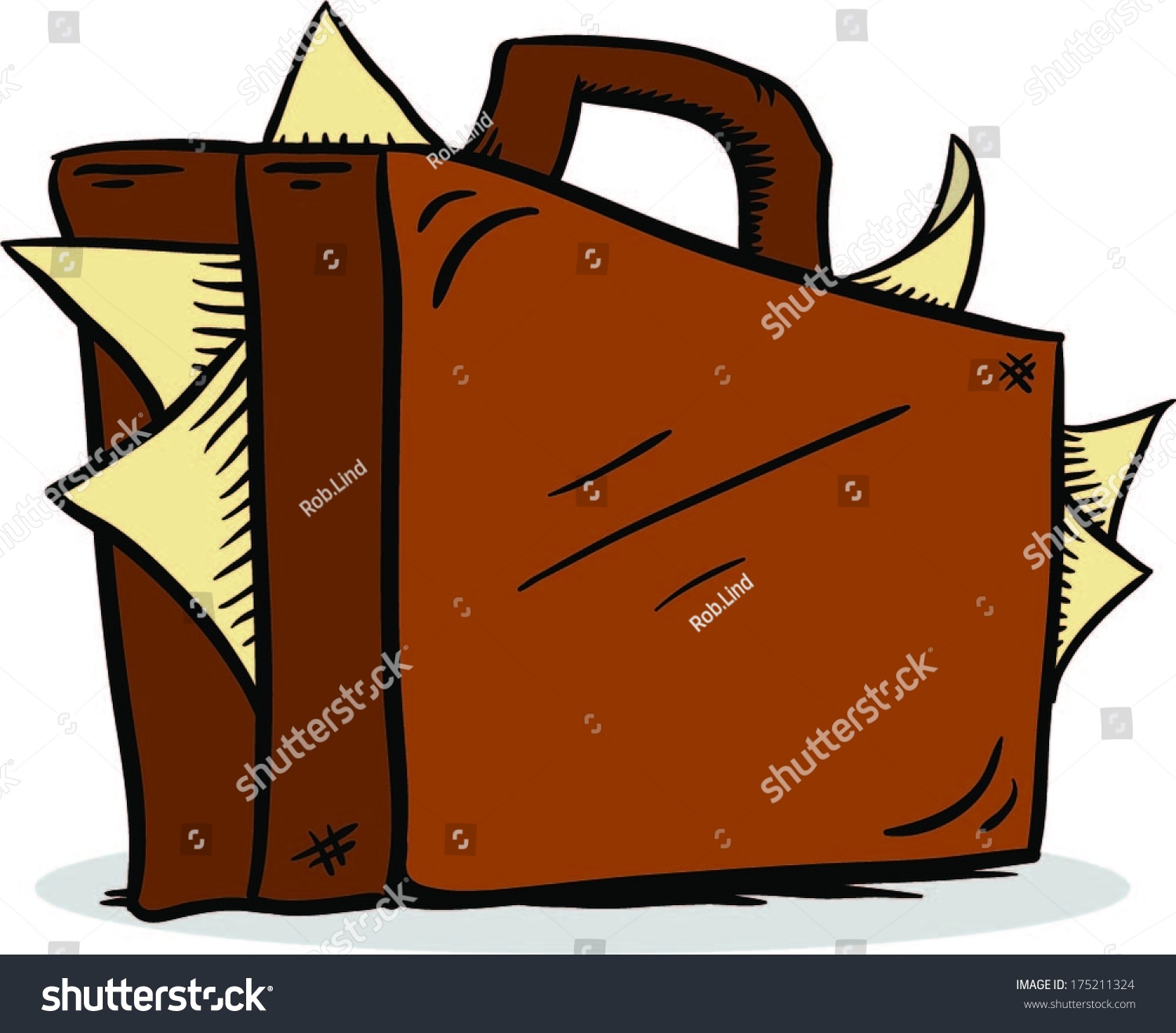 Cartoon Briefcase Papers Sticking Out : image vectorielle de stock