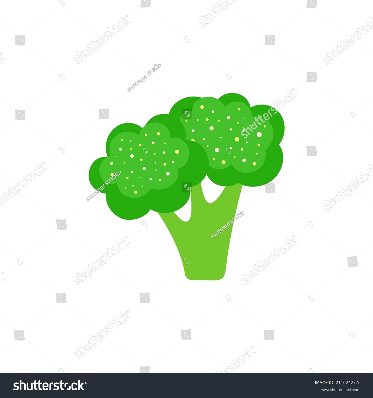 Cartoon Broccoli Isolated On White Background Stock Vector Royalty