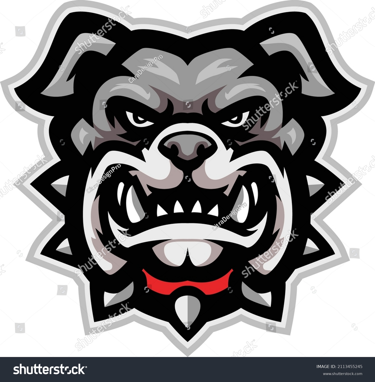 Cartoon Bulldog Head On White Background Stock Vector (Royalty Free ...