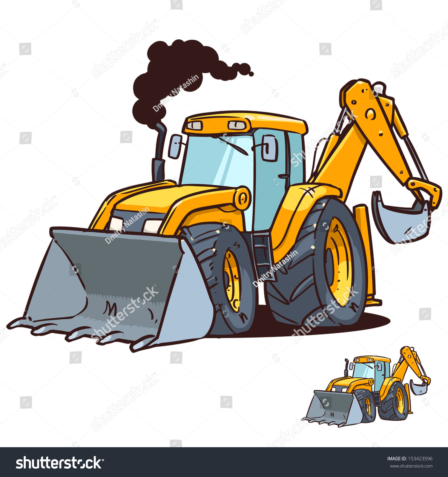 Cartoon Bulldozer Und Bagger Stock Vektorgrafik Lizenzfrei