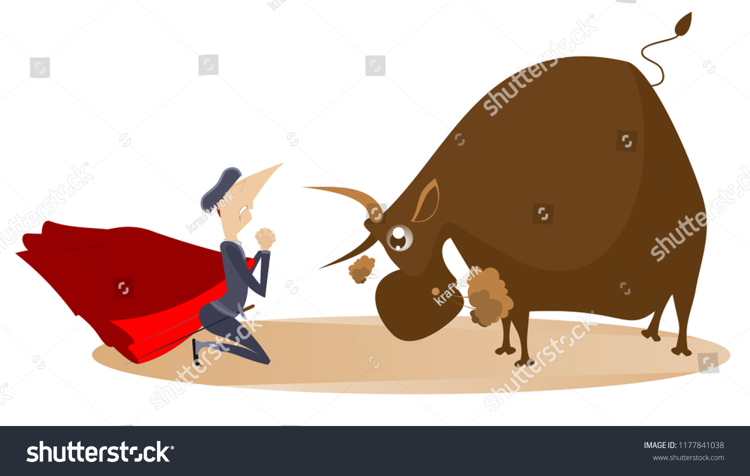 Cartoon Bullfighter Angry Bull Illustration Cartoon Stock Vector ...