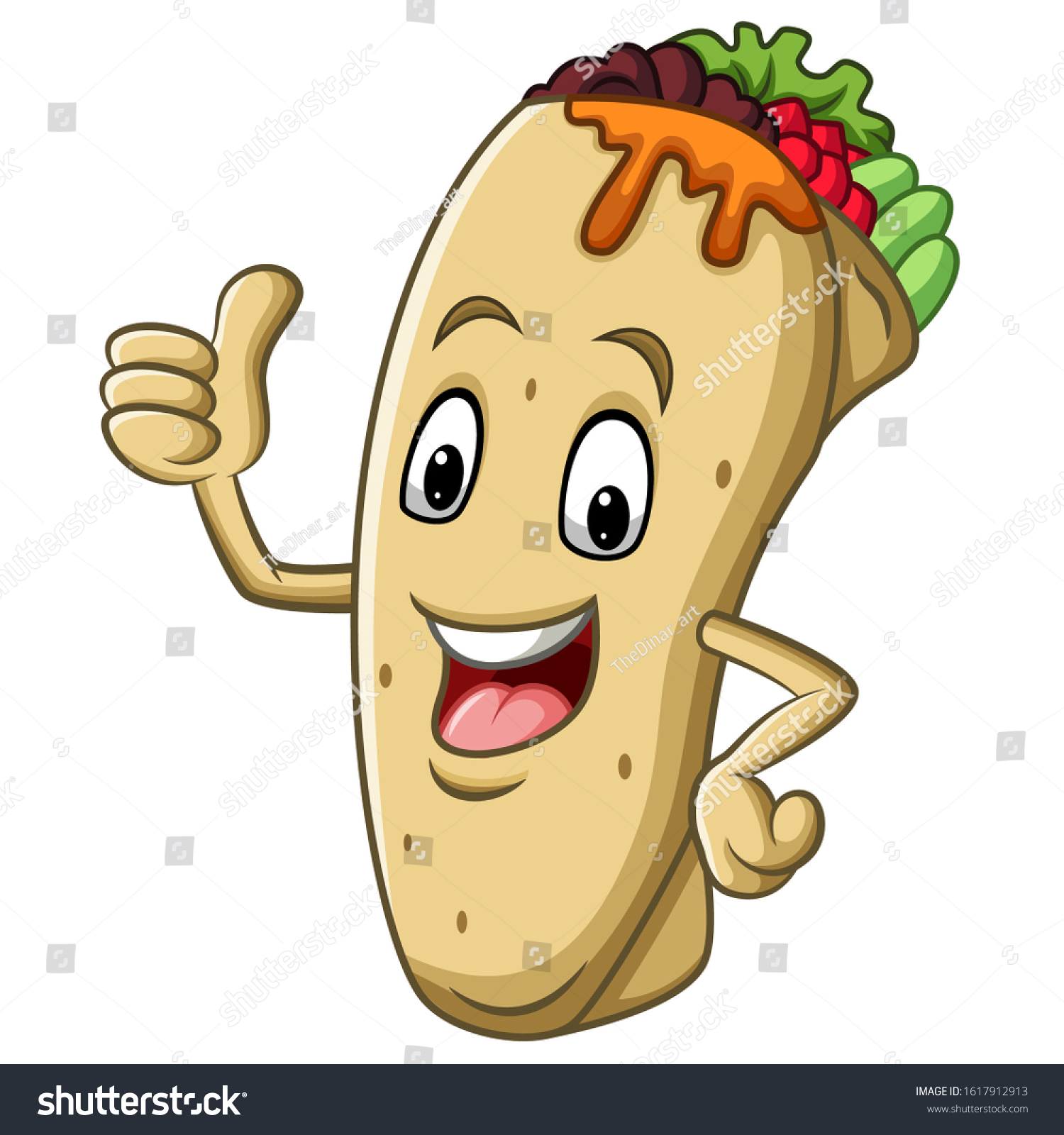 SVG of Cartoon burrito mascot giving thumb up svg