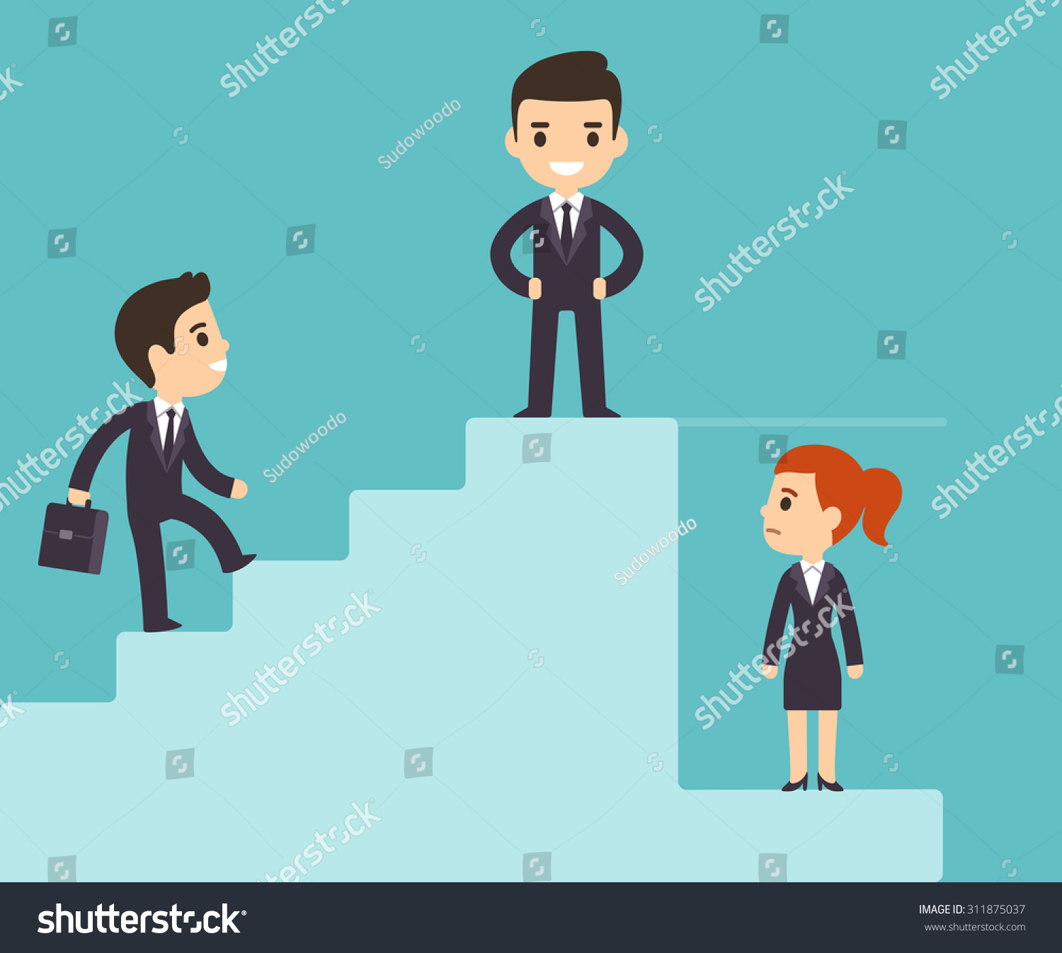 Cartoon Business Men Climbing Corporate Ladder Stock