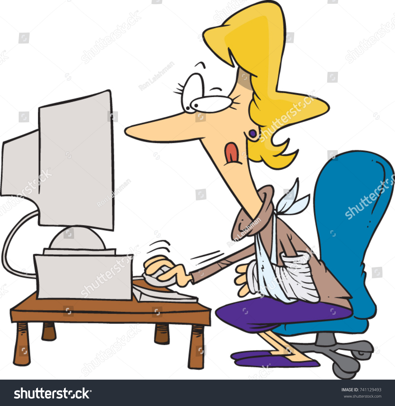 Cartoon Business Woman Working Desk On Stock Vector Royalty Free