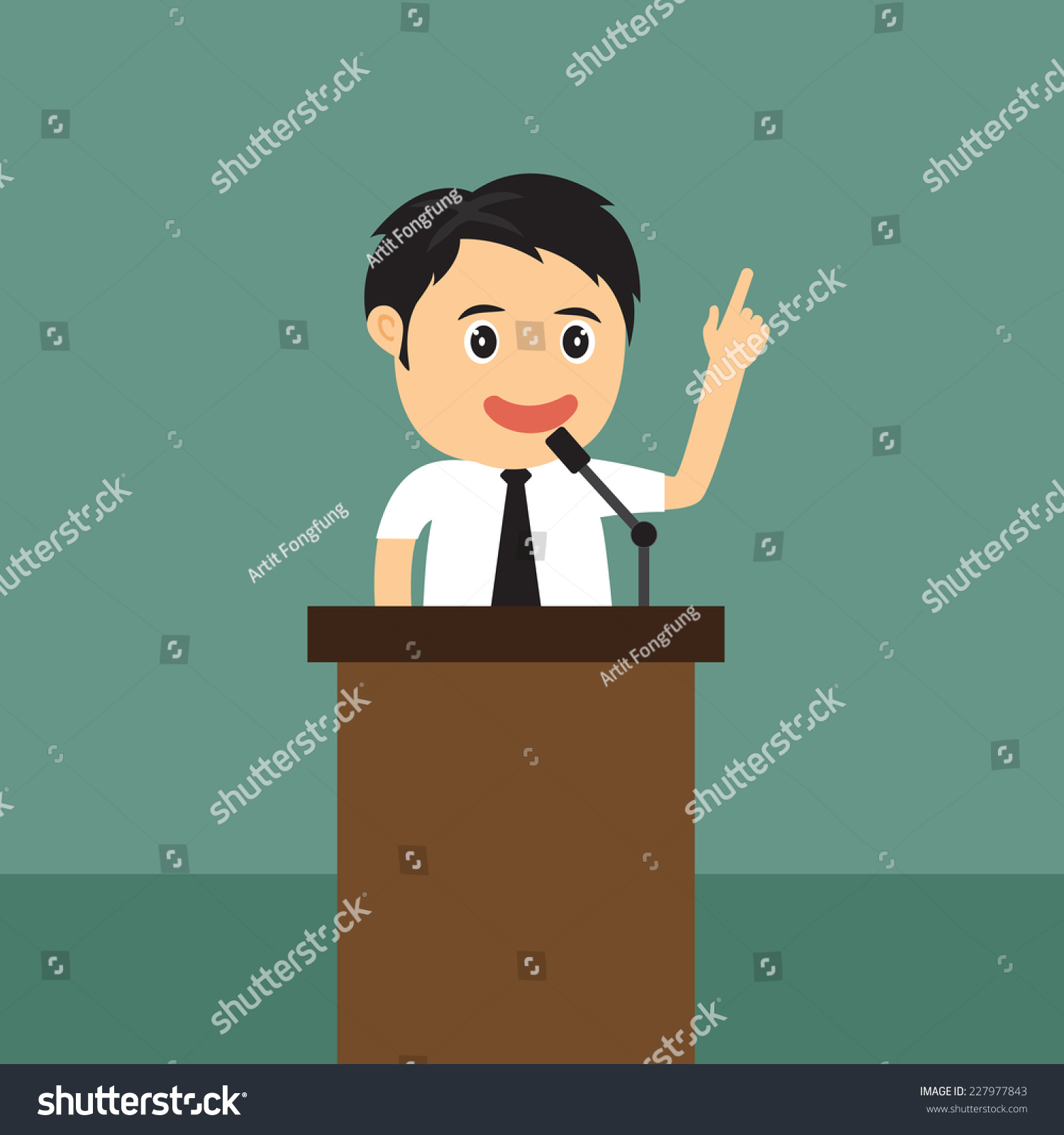 Cartoon Businessman Giving Presentation Podium Vector Stock Vector ...