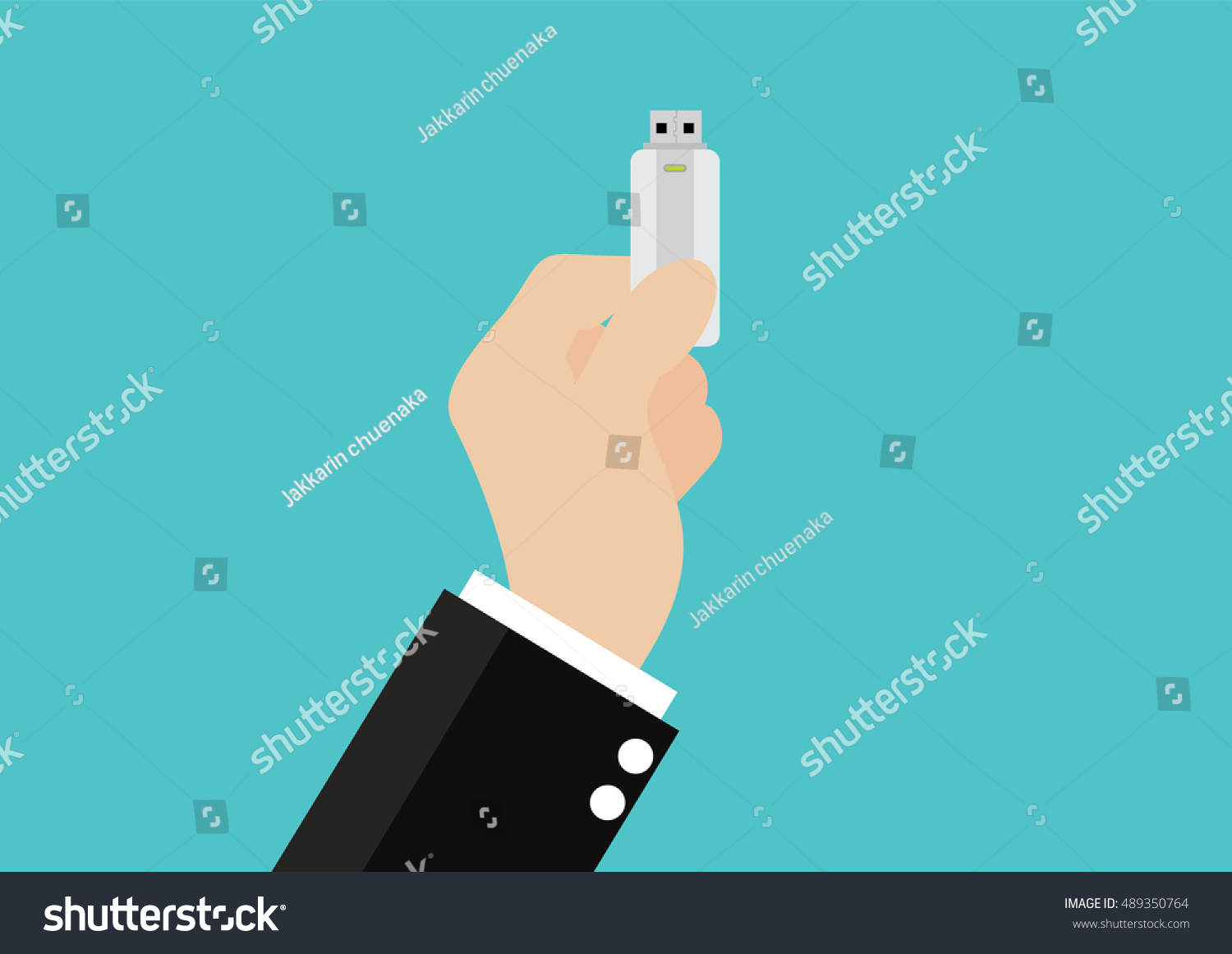 Cartoon Businessman Holding Usb Flash Drive Stock Vector (Royalty Free ...