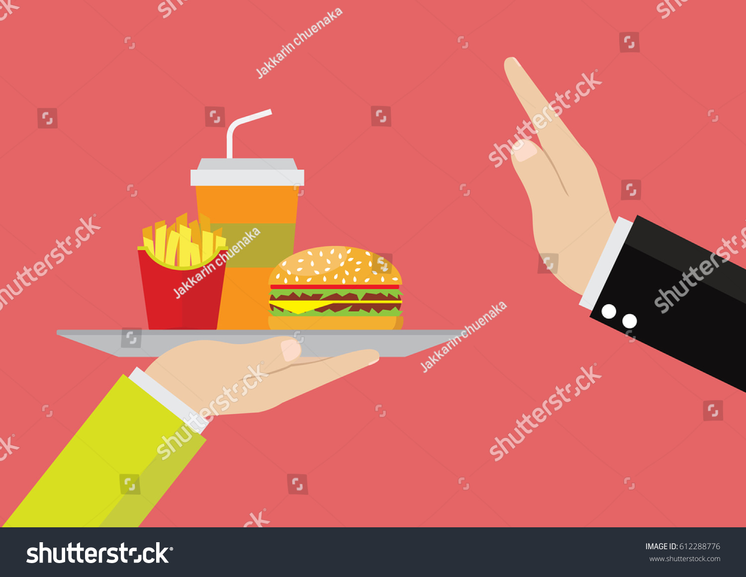 Cartoon Businessmen Refuse Junk Food Vector Stock Vector (Royalty Free ...