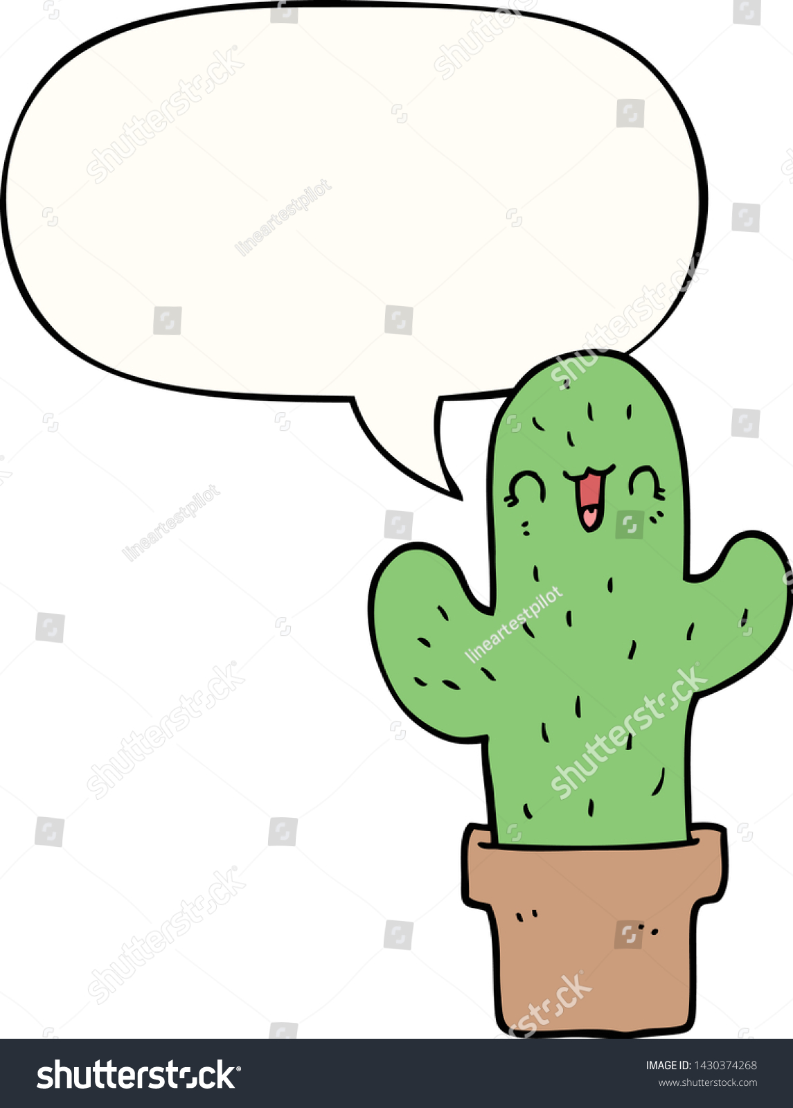 Cartoon Cactus Speech Bubble Stock Vector (Royalty Free) 1430374268 ...