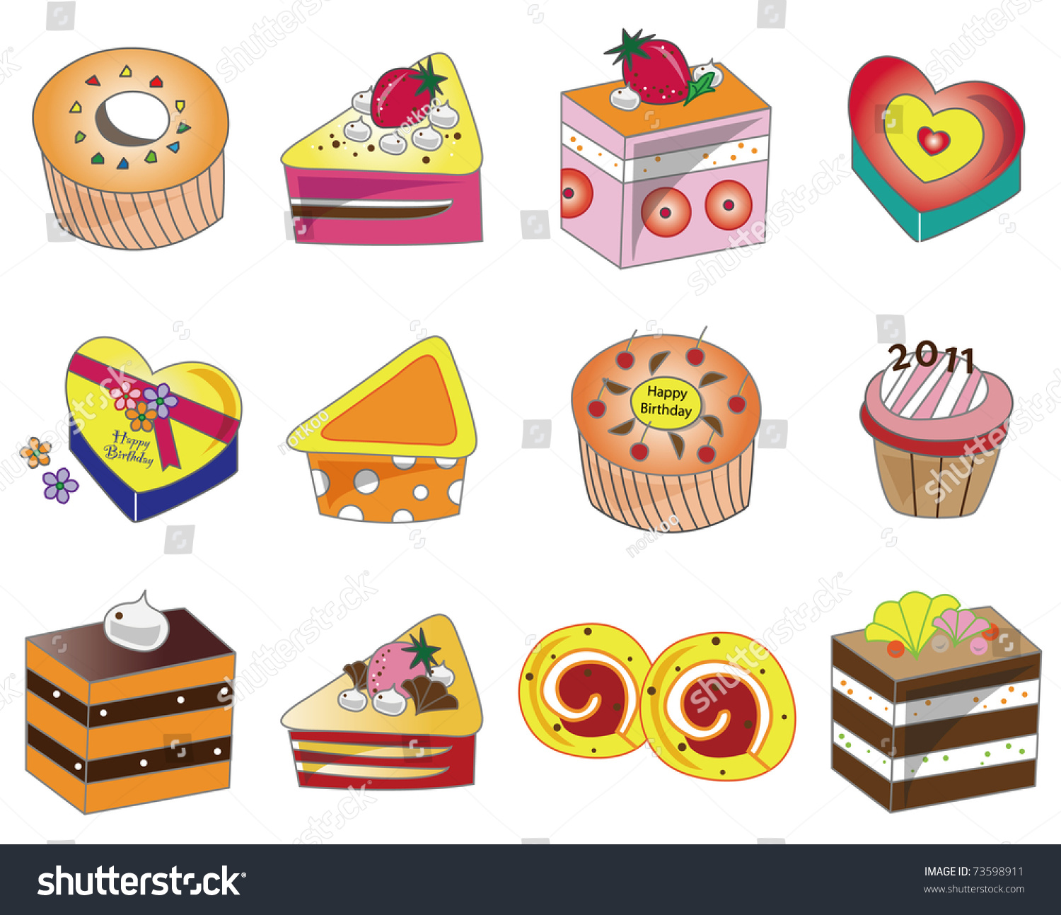 Cartoon Cake Icon Stock Vector 73598911 - Shutterstock