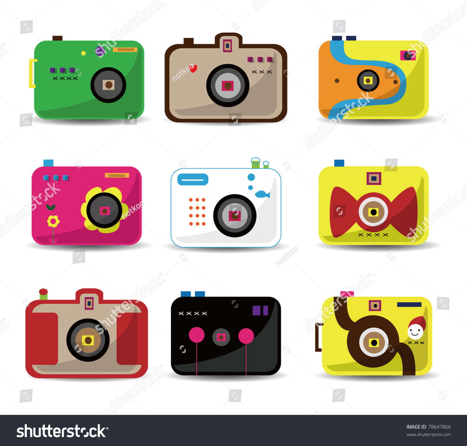 Cartoon Camera Icon Set Stock Vector Illustration 78647866 : Shutterstock