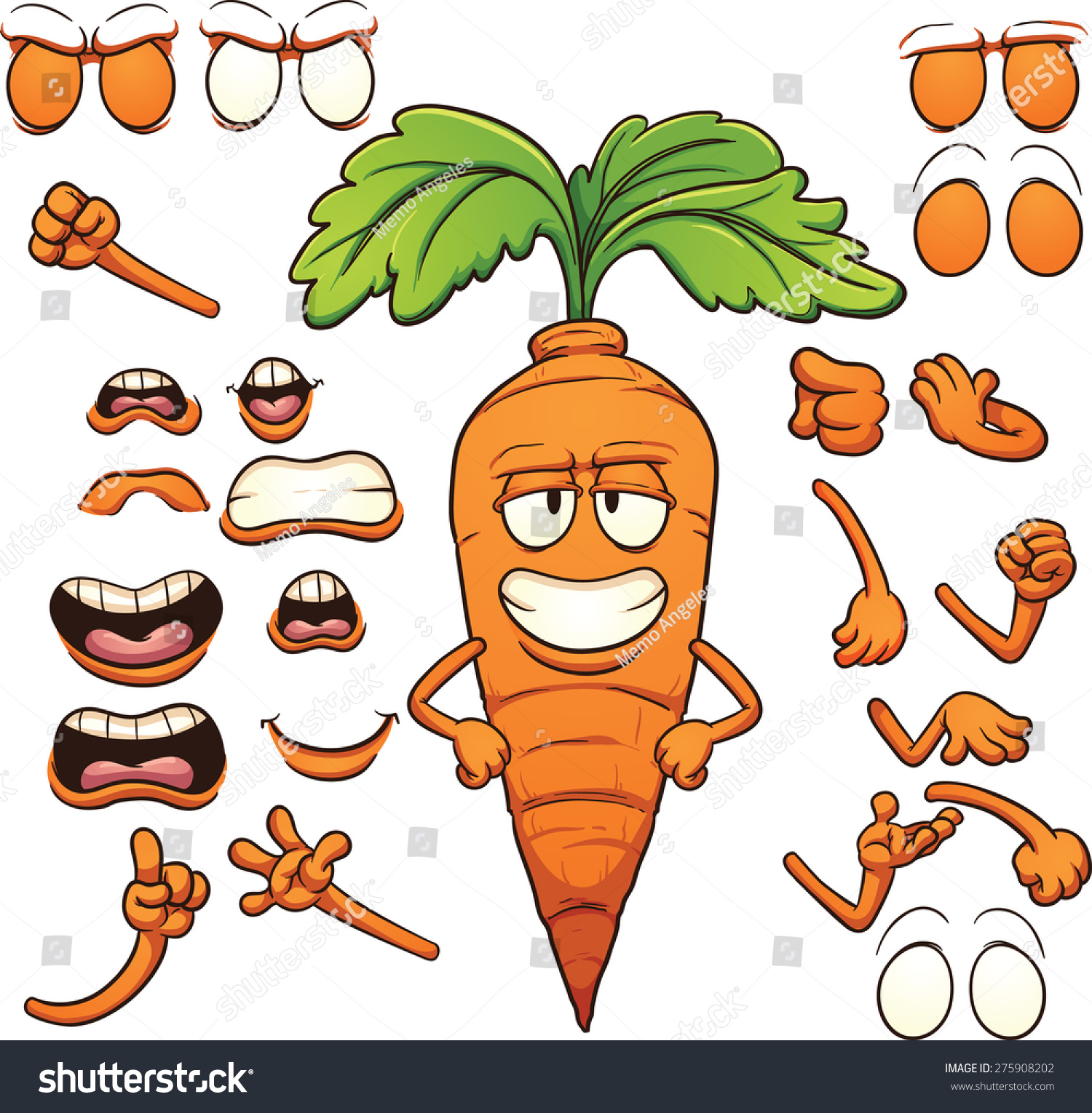 Cartoon Carrot Character Vector Clip Art Stock Vector Royalty Free 275908202 Shutterstock 2749