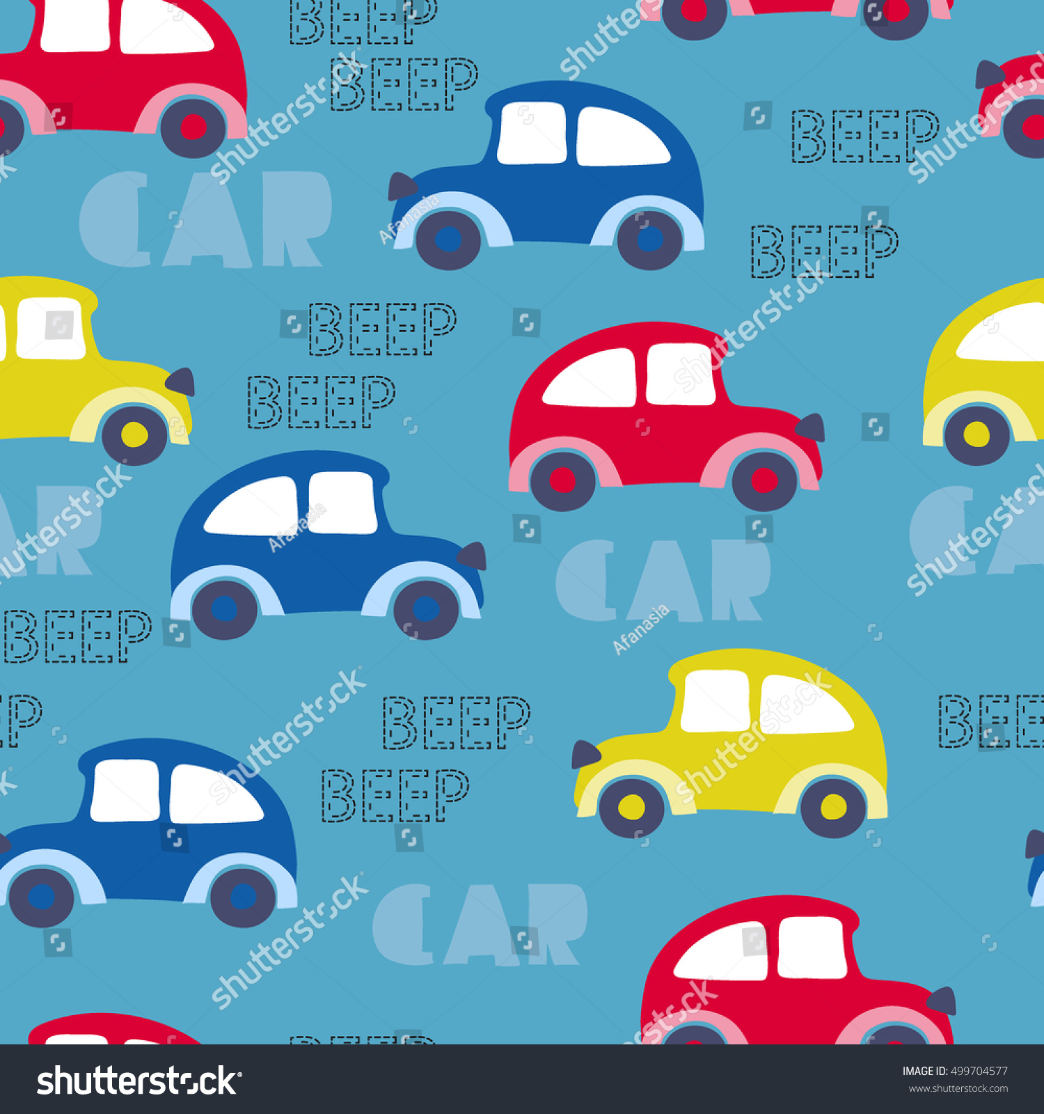 Cartoon Cars Seamless Pattern Vector Background Stock Vector (Royalty ...