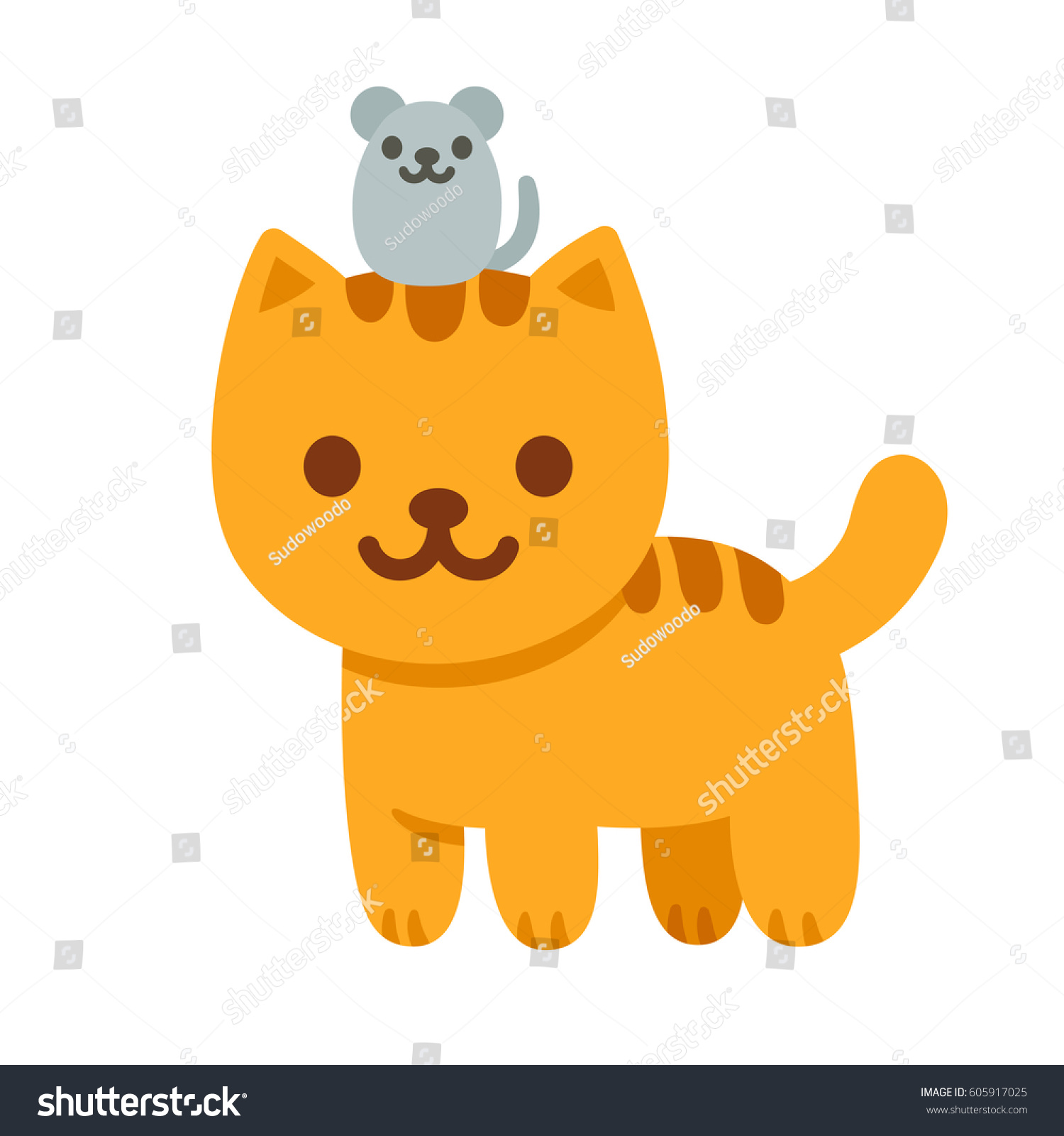 Cartoon Cat Mouse Vector Illustration Ginger Stock Vector Royalty Free