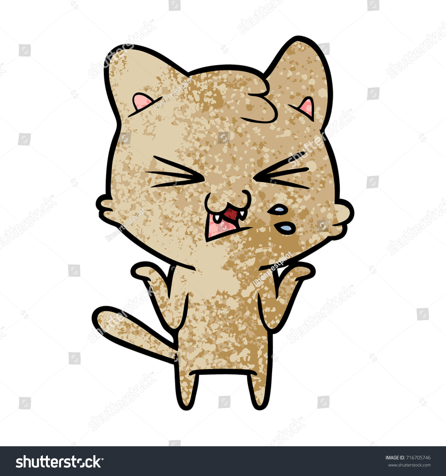 Cartoon Cat Hissing Stock Vector (Royalty Free) 716705746 | Shutterstock