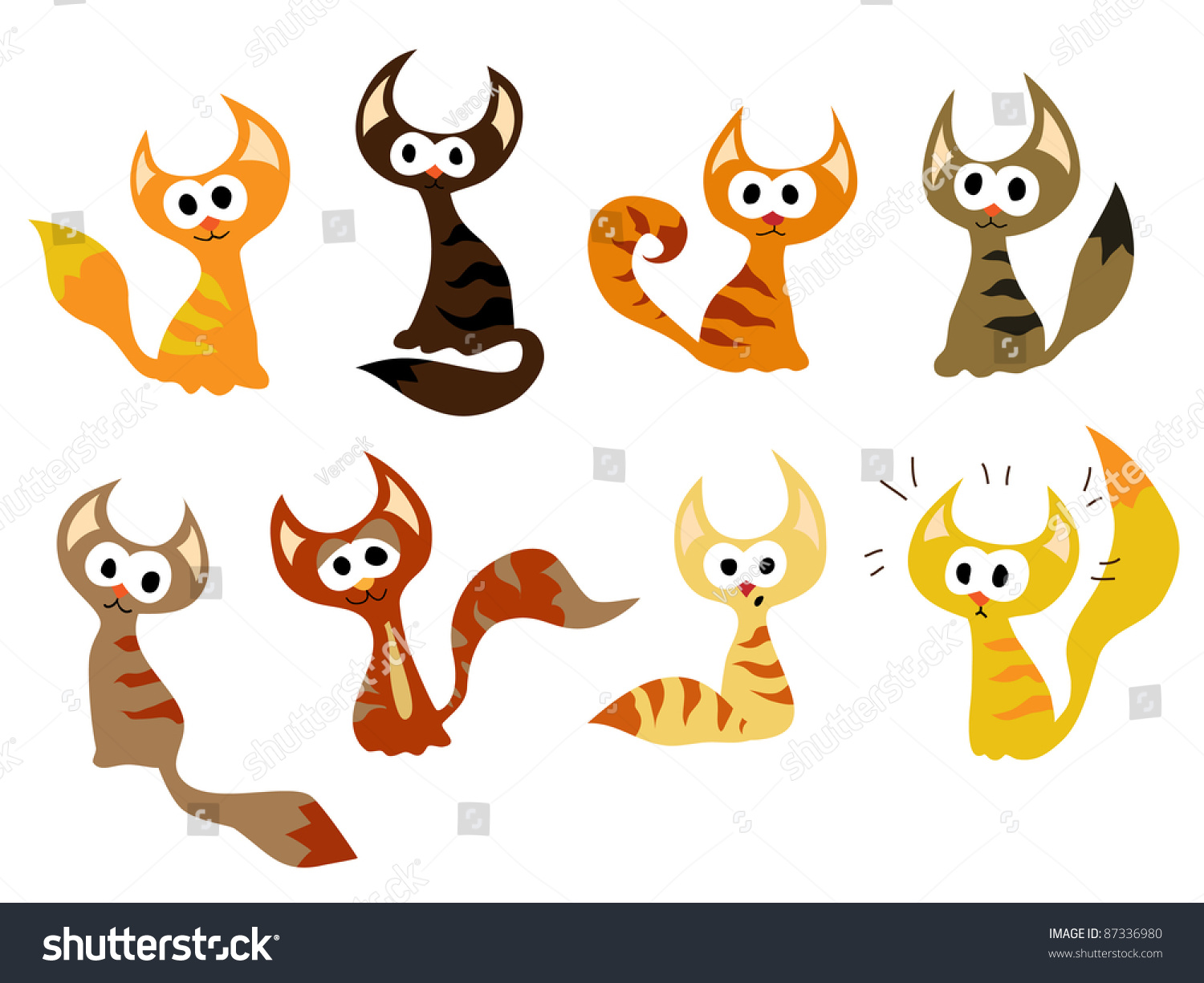 Cartoon Cat Set Vector - 87336980 : Shutterstock