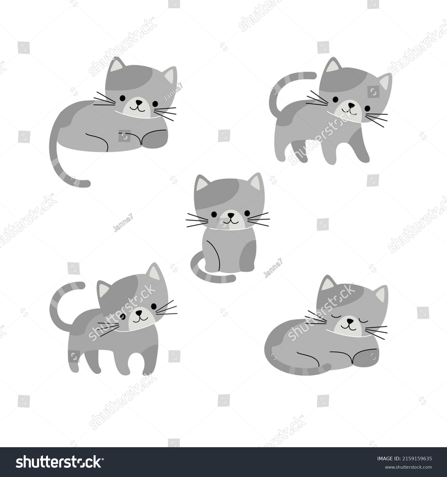 Cartoon Cat Different Poses Emotions Cute Stock Vector Royalty Free Cartoon Cat Different Poses Emotions Cute Stock Vector Royalty Free