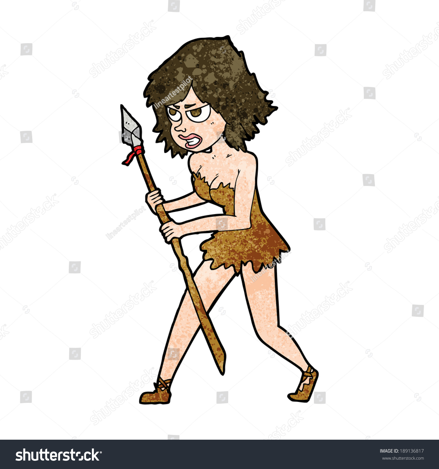 Cartoon Cave Girl Stock Vector (Royalty Free) 189136817 | Shutterstock