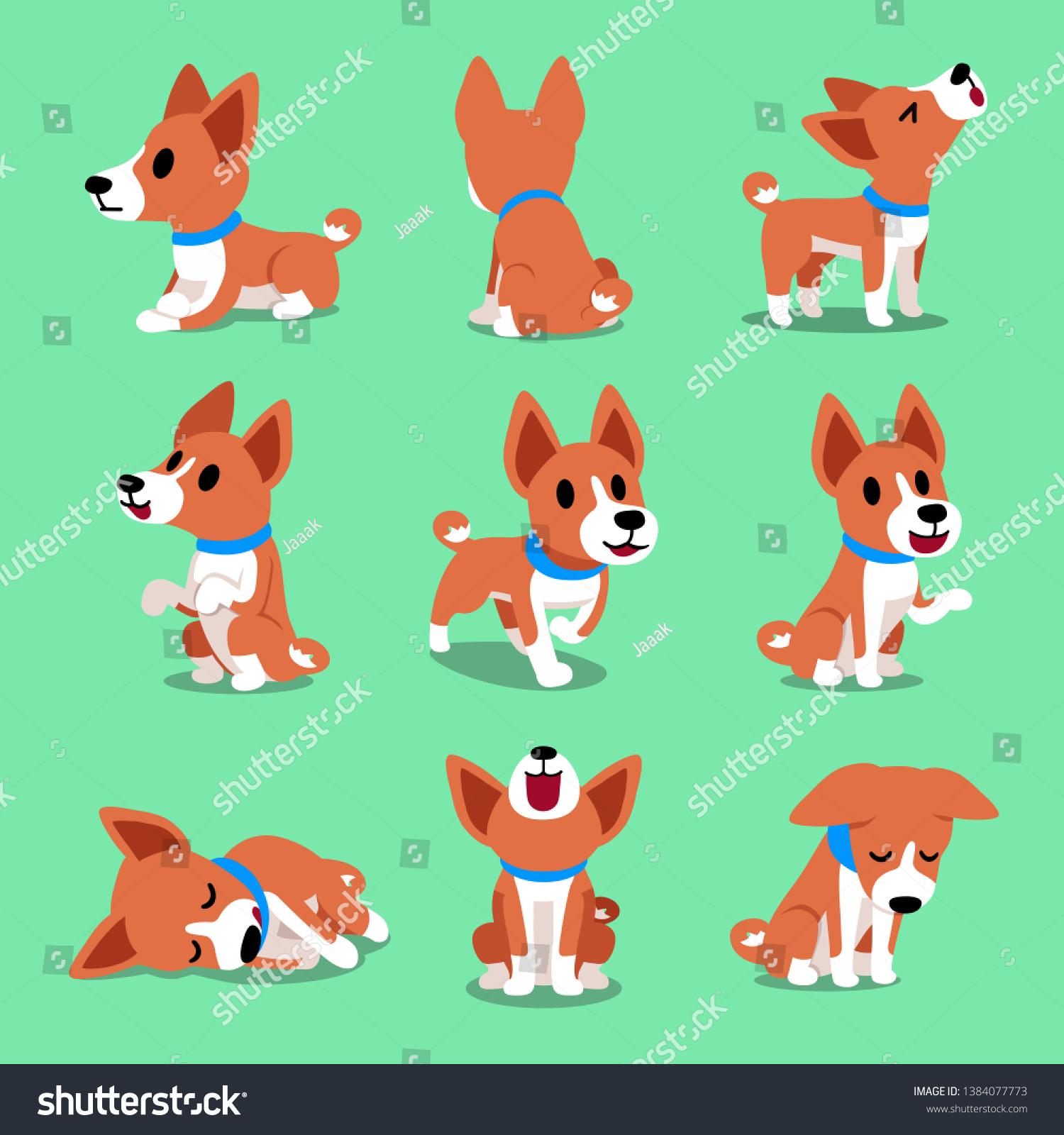 Cartoon Character Basenji Dog Poses Design Stock Vector (Royalty Free ...