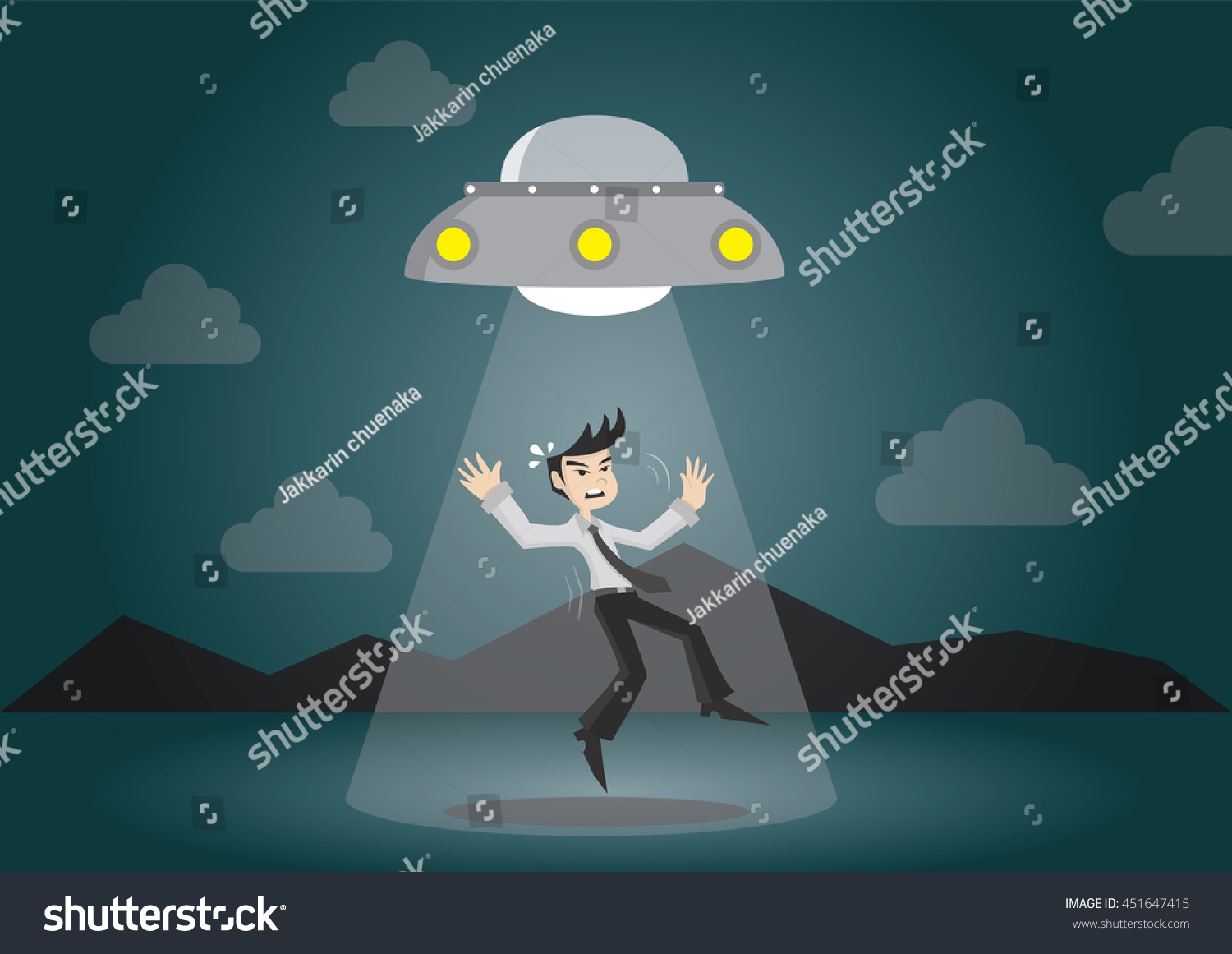 Cartoon Character Businessman Abducted By Ufo Stock Vector (Royalty ...