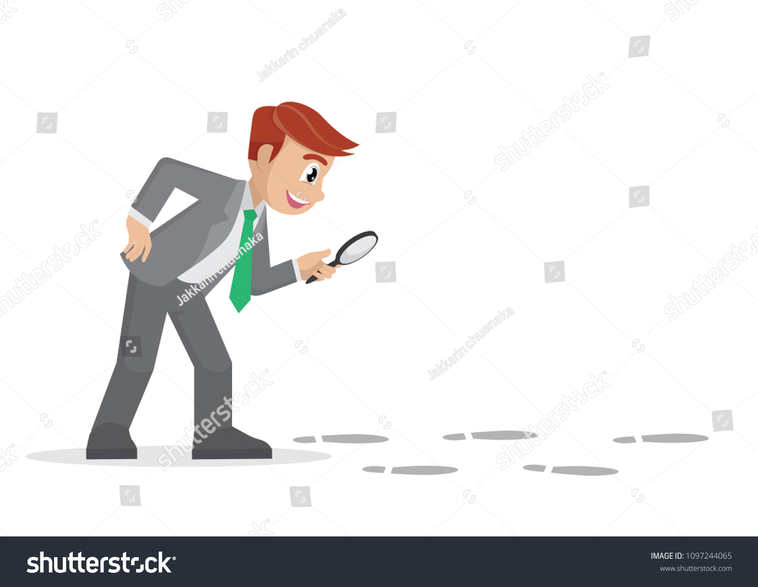 Cartoon Character Businessman Holding Magnifying Glass Stock Vector Royalty Free 1097244065 