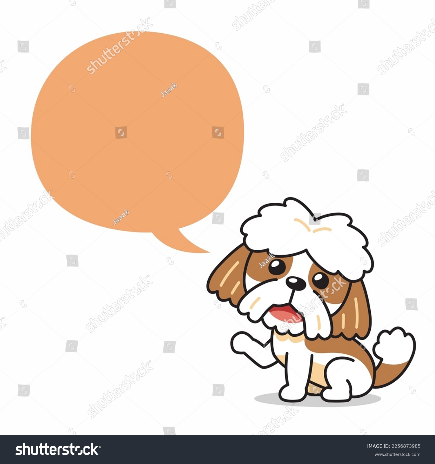 SVG of Cartoon character cute shih tzu dog with speech bubble for design. svg