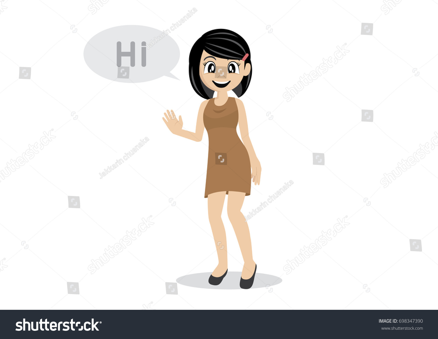 Vektor Stok Cartoon Character Girl Saying Hi Vector Tanpa Royalti 698347390 Shutterstock 3650