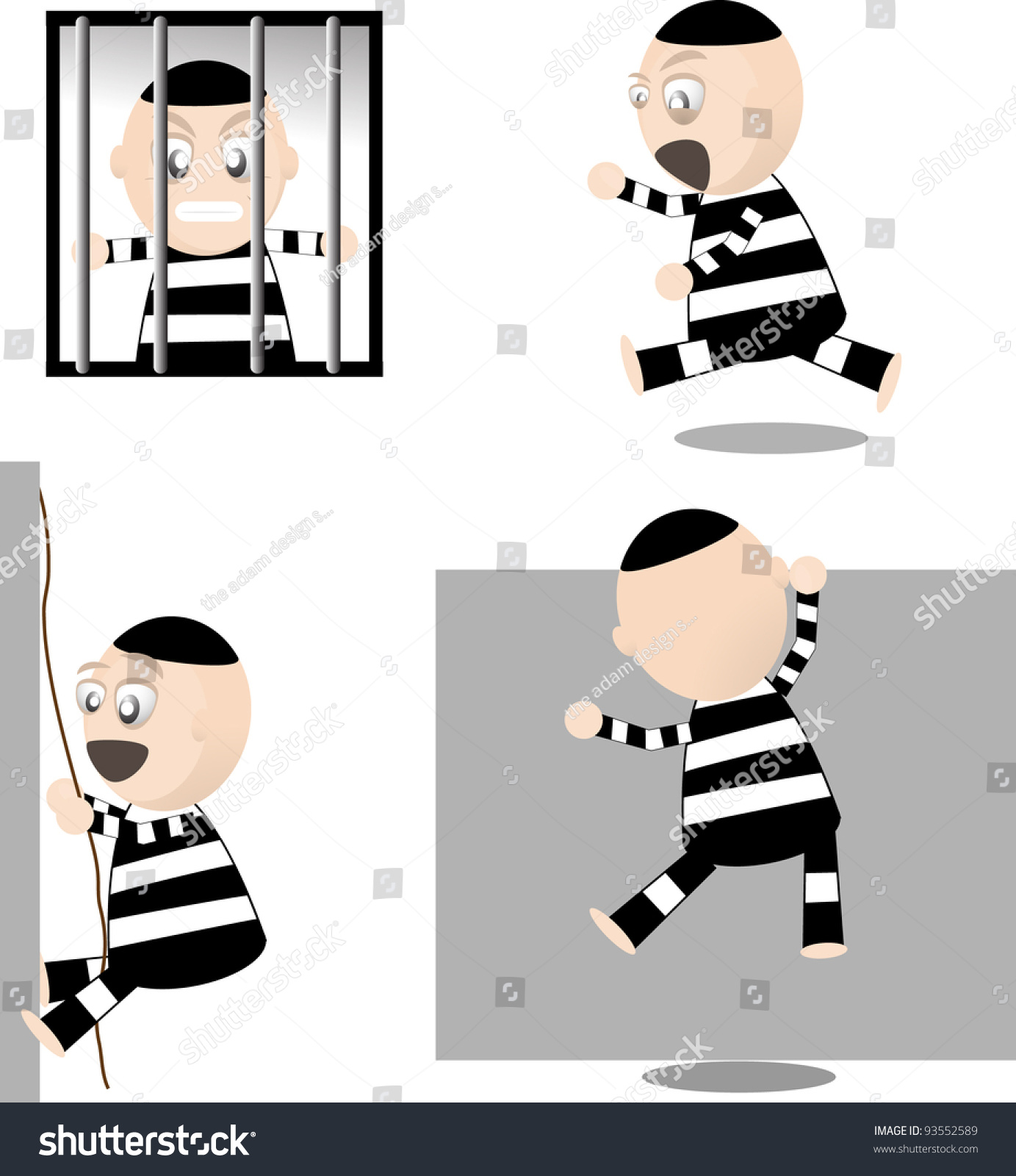 Cartoon Character Men Prison Stock Vector (Royalty Free) 93552589