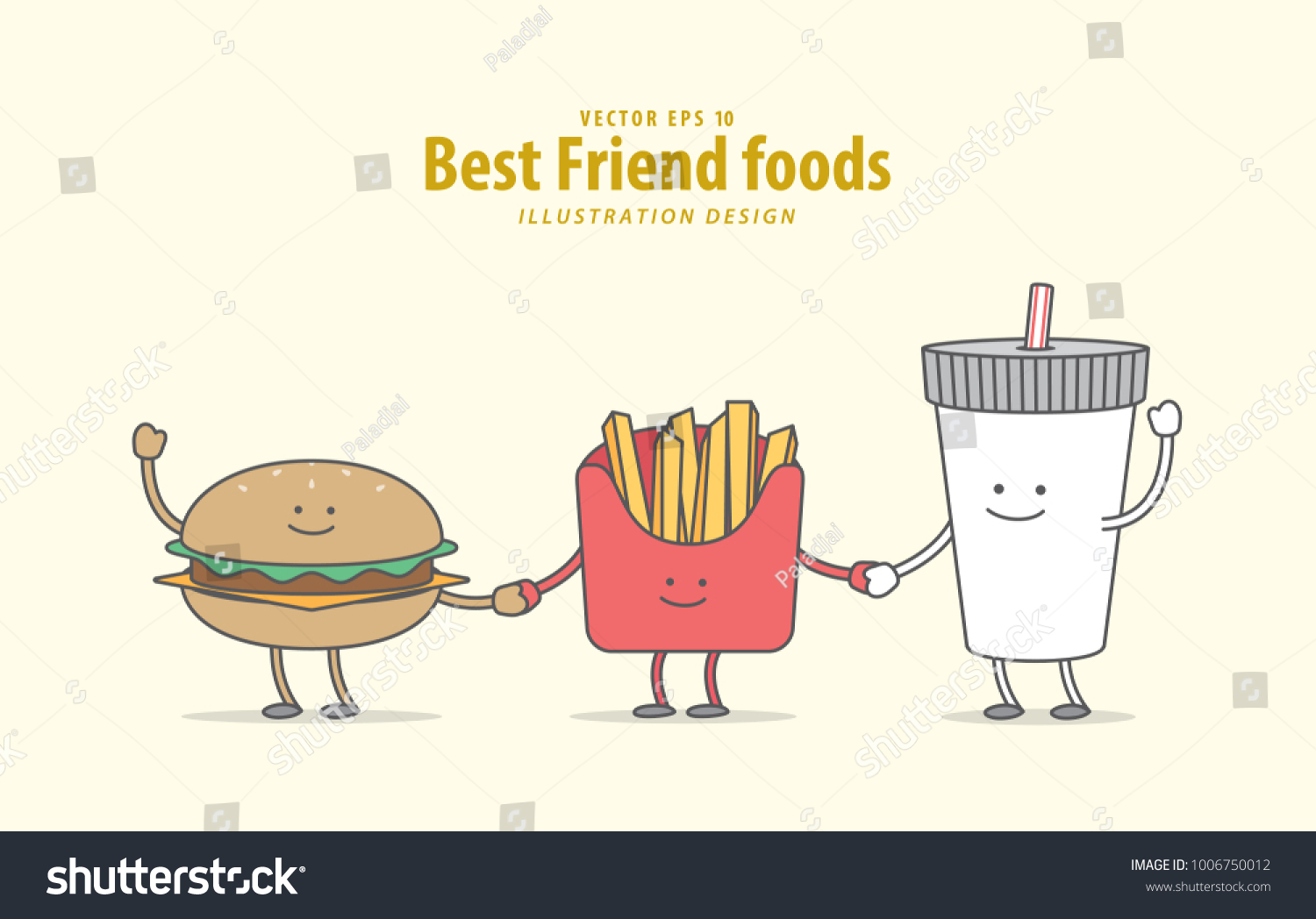 Cartoon Character Burger French Fries Soda Stock Vector (Royalty Free ...