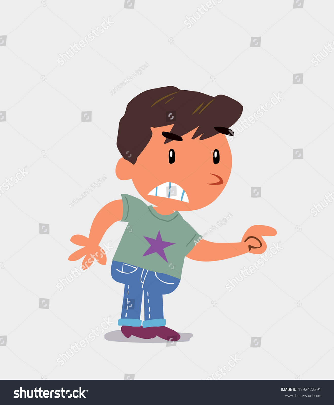 Cartoon Character Little Boy On Jeans Stock Vector (Royalty Free ...