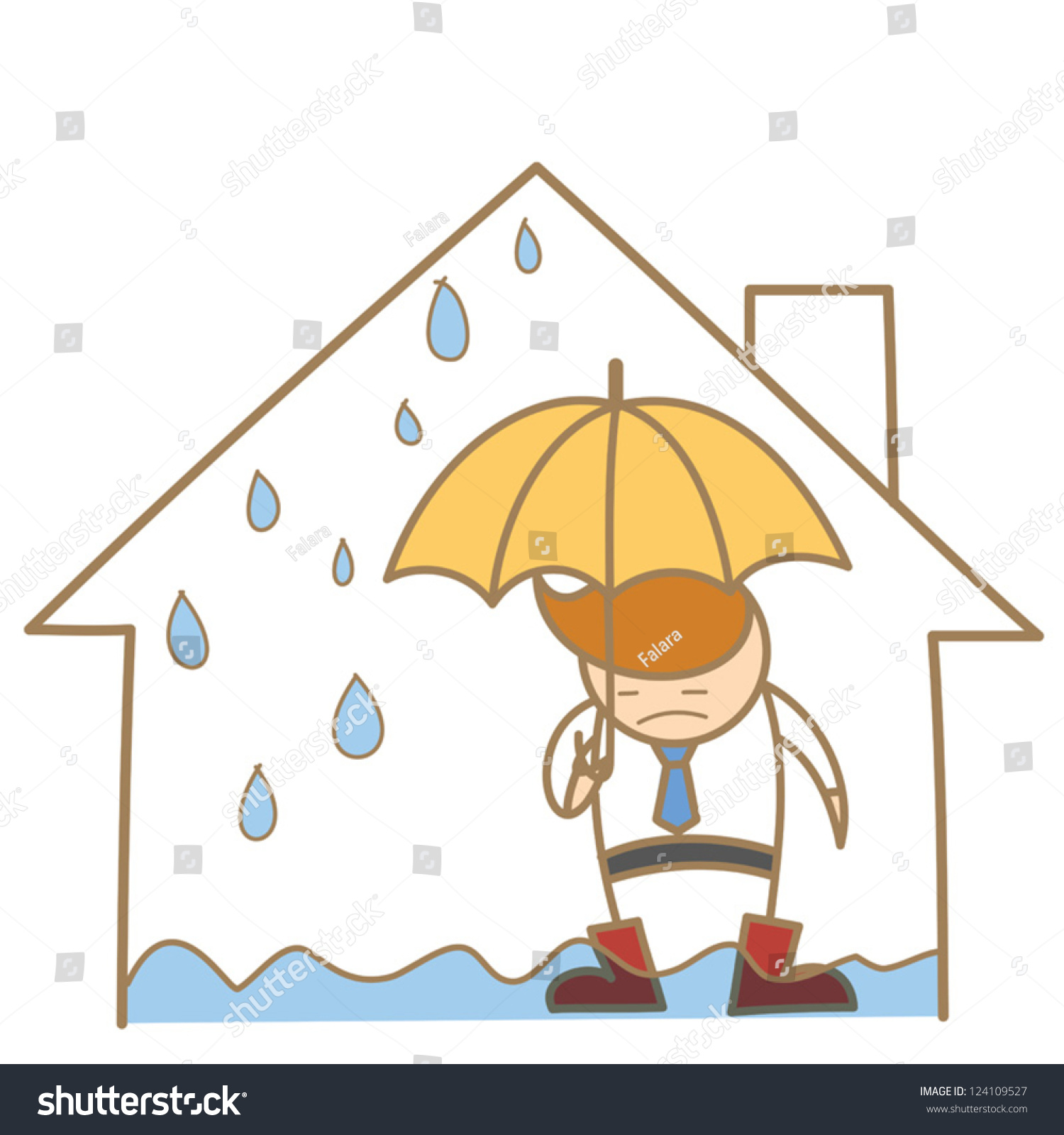 Cartoon Character Man Leak Roof House Stock Vector 124109527 ... Cartoon Character Man Leak Roof House Stock Vector 124109527 ...
