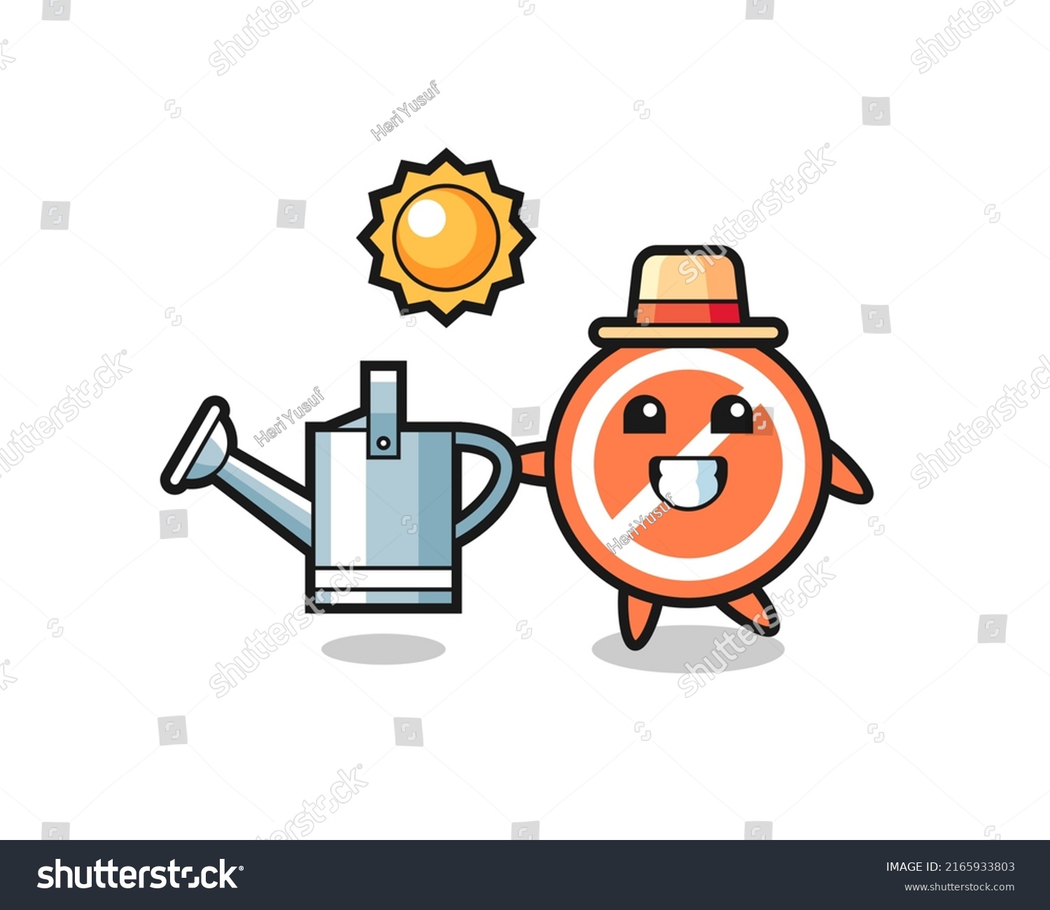 SVG of Cartoon character of stop sign holding watering can , cute style design for t shirt, sticker, logo element svg