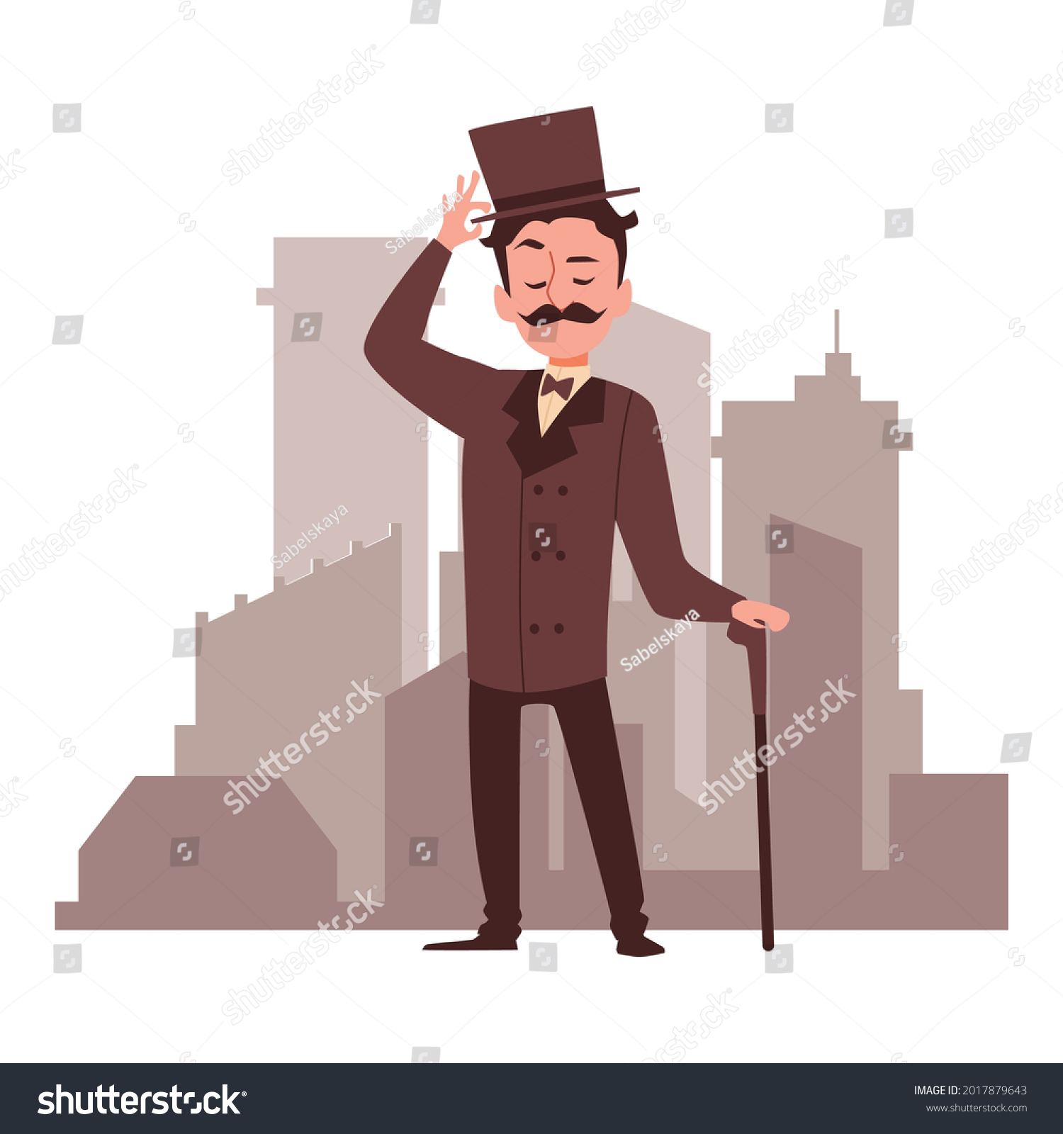 Cartoon Character Victorian Gentleman Backdrop City Stock Vector ...