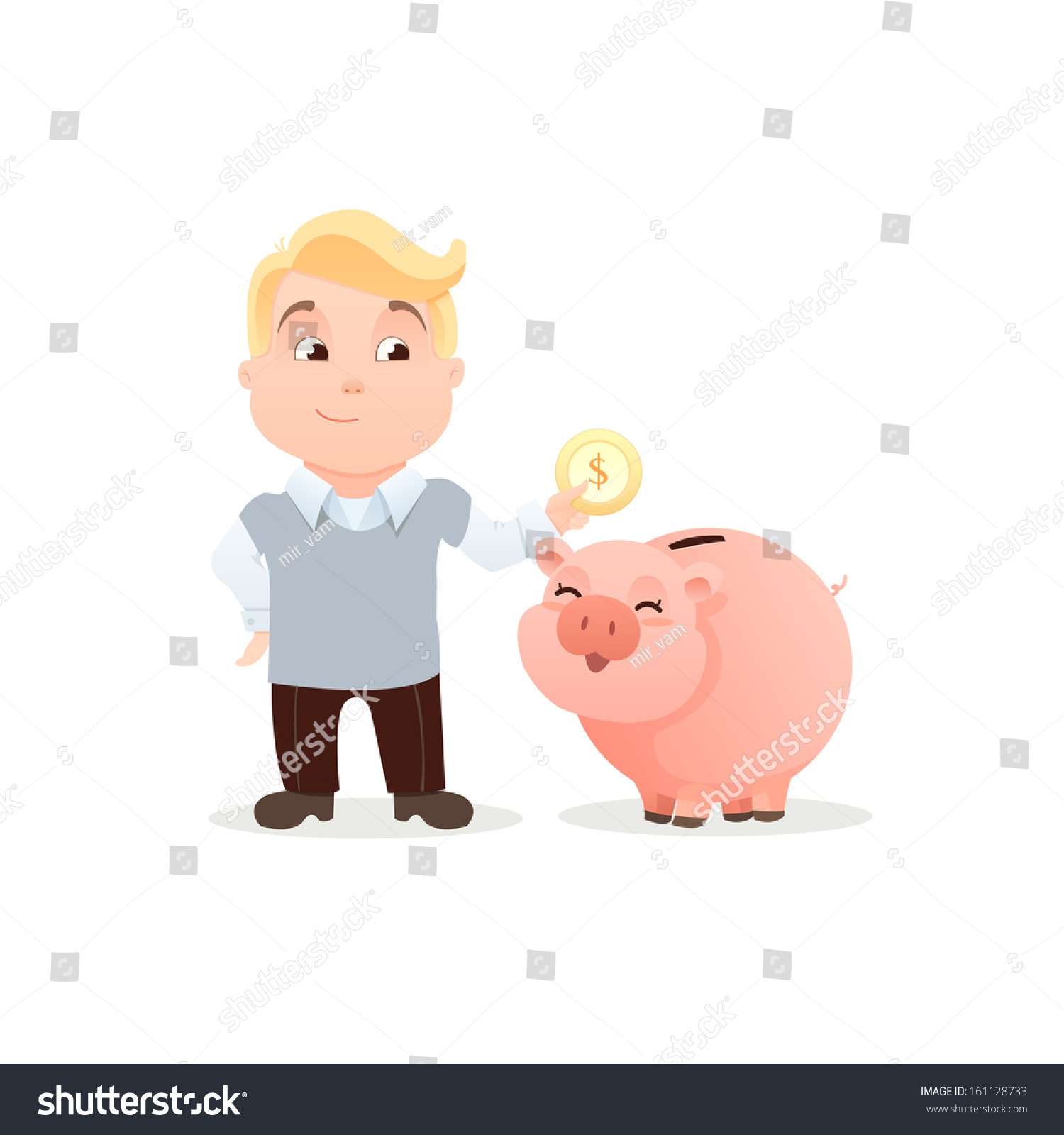 Cartoon Character Office Worker Moneybox Stock Vector Royalty Free - cartoon character office worker with moneybox