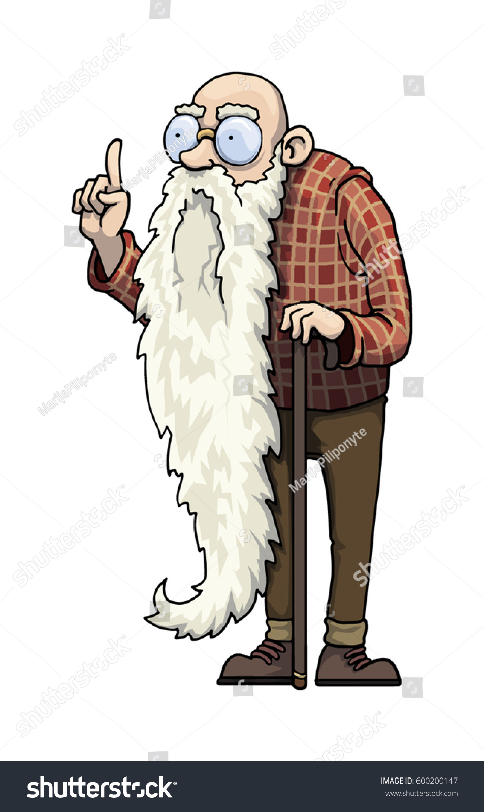 Cartoon Character Old Wise Man Long Stock Vector 600200147 - Shutterstock