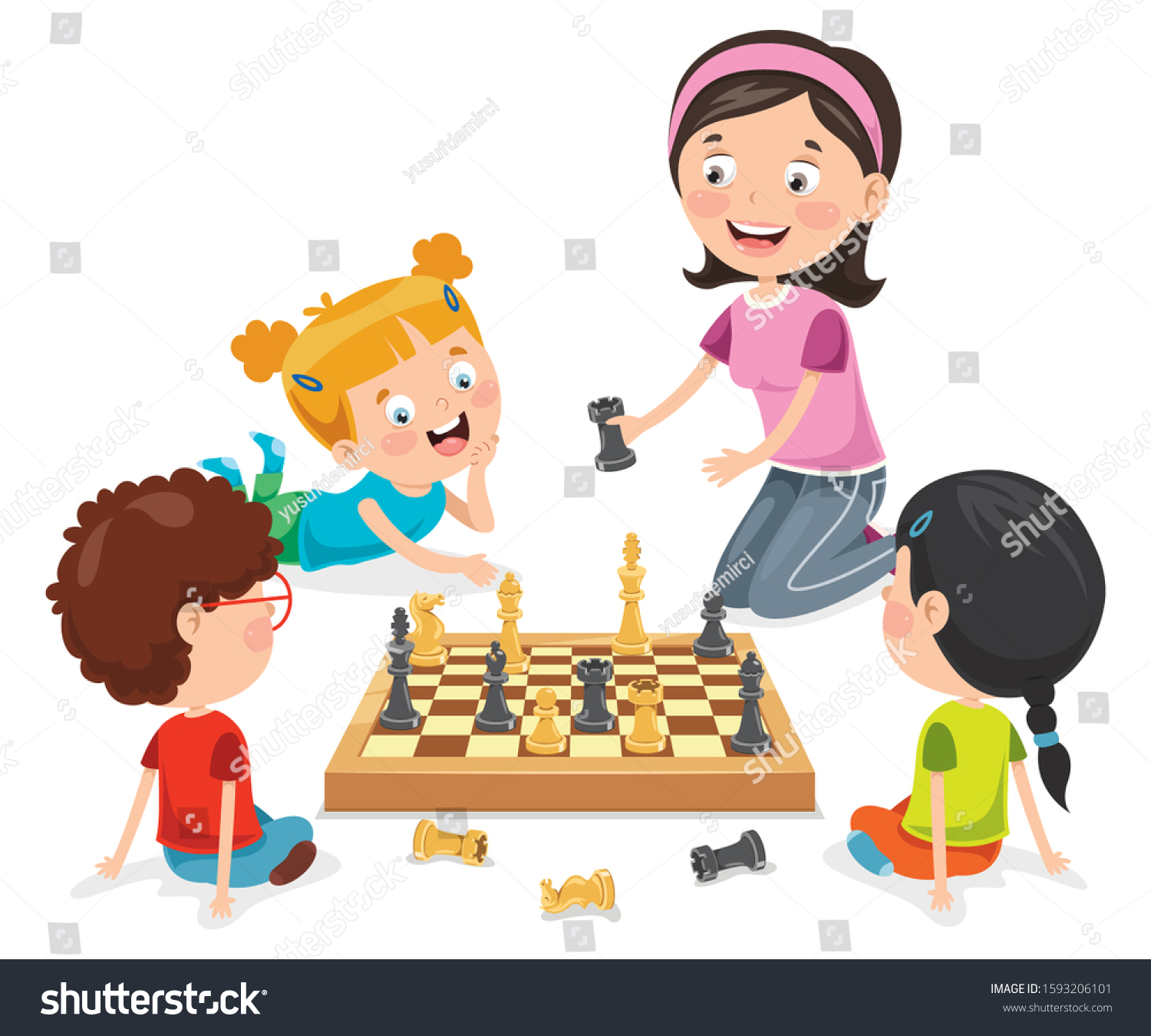 Cartoon Character Playing Chess Game Stock Vector (royalty Free 