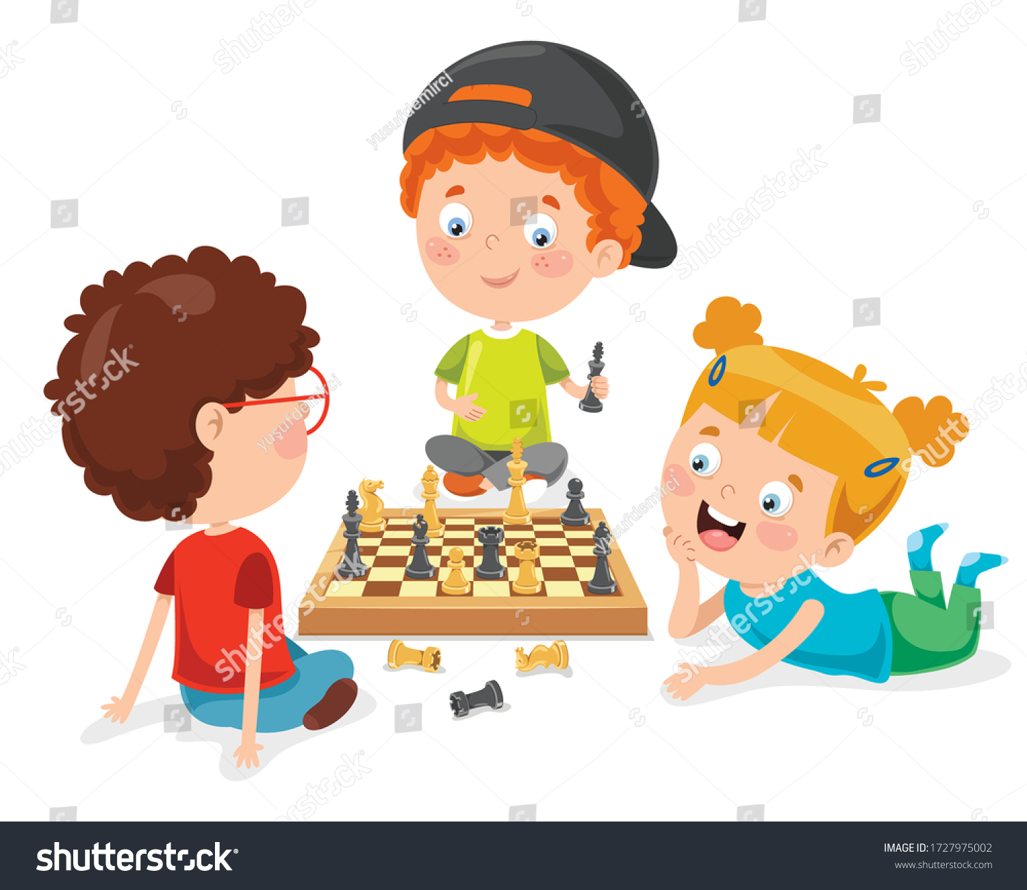 Cartoon Character Playing Chess Game Stock Vector (Royalty Free ...