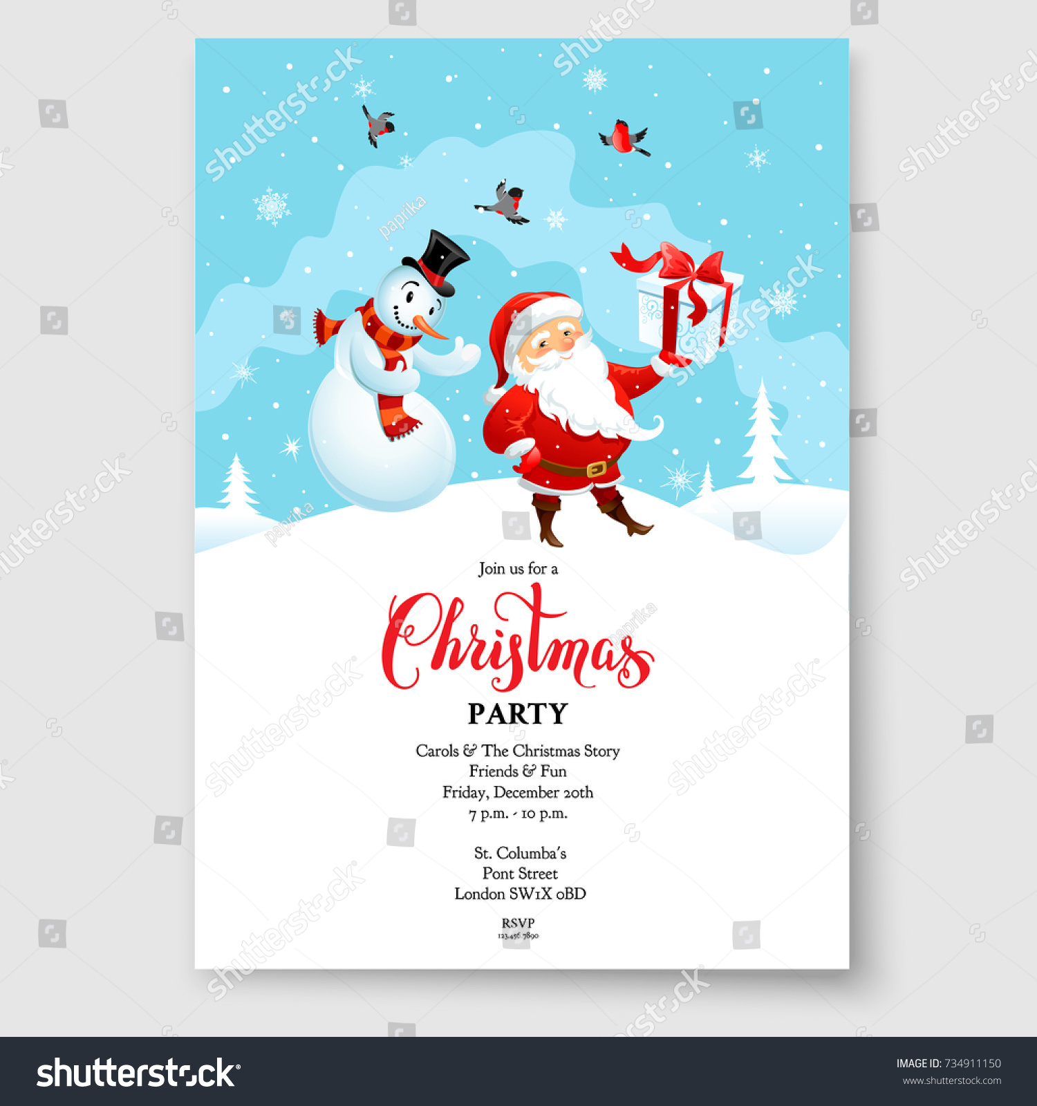 Cartoon Character Santa Claus On Winter Stock Vector Royalty Free 734911150