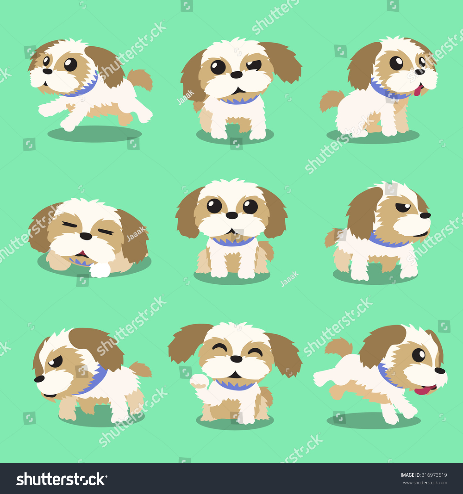SVG of Cartoon character shih tzu dog poses svg