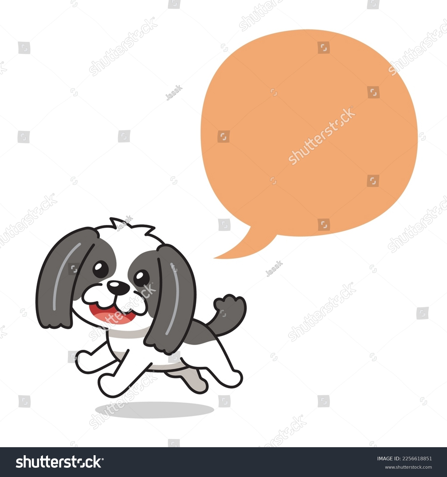 SVG of Cartoon character shih tzu dog with speech bubble for design. svg
