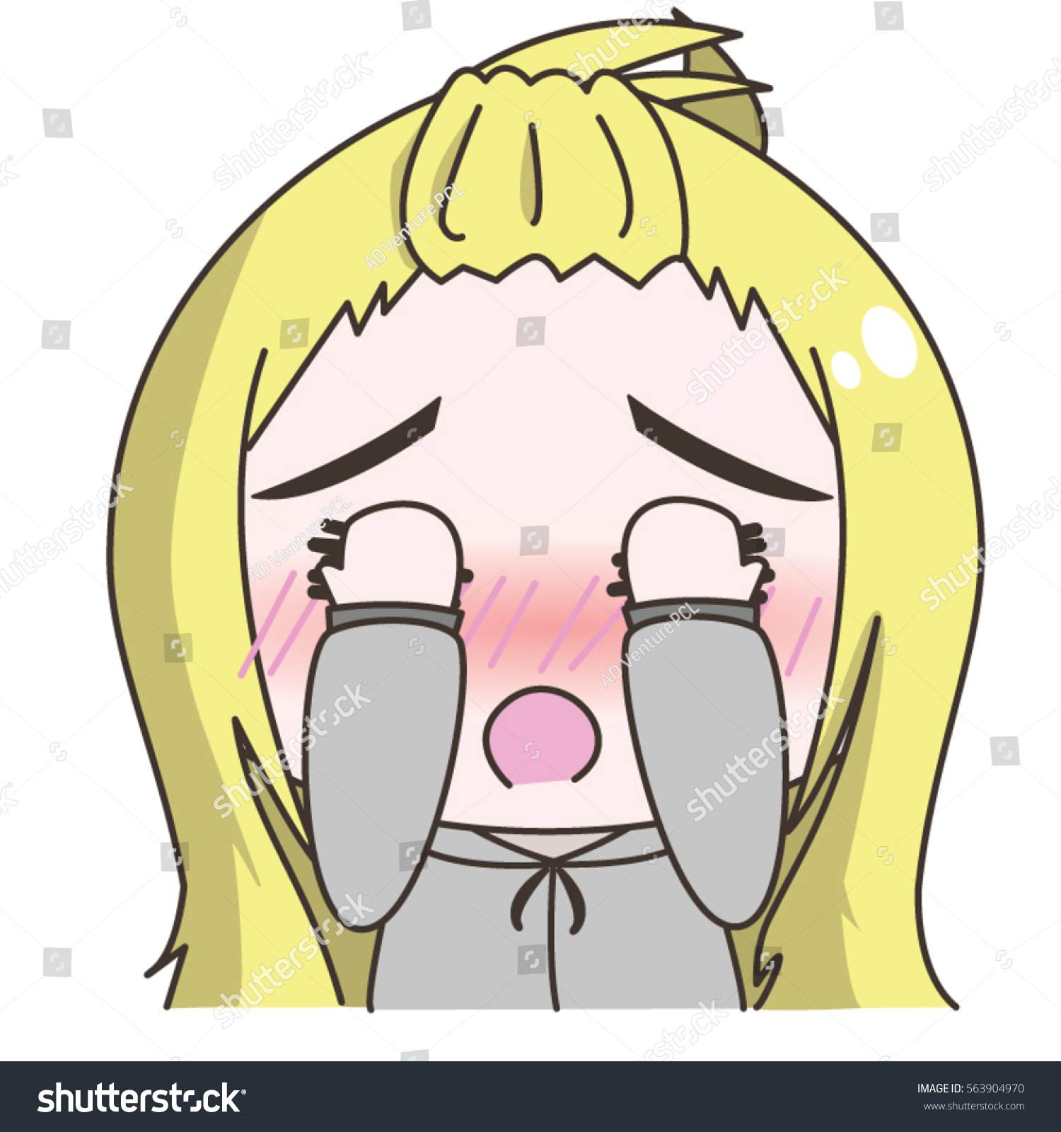 Cartoon Character Shy Cute Girl Blush Stok Vektör Telifsiz 563904970 
