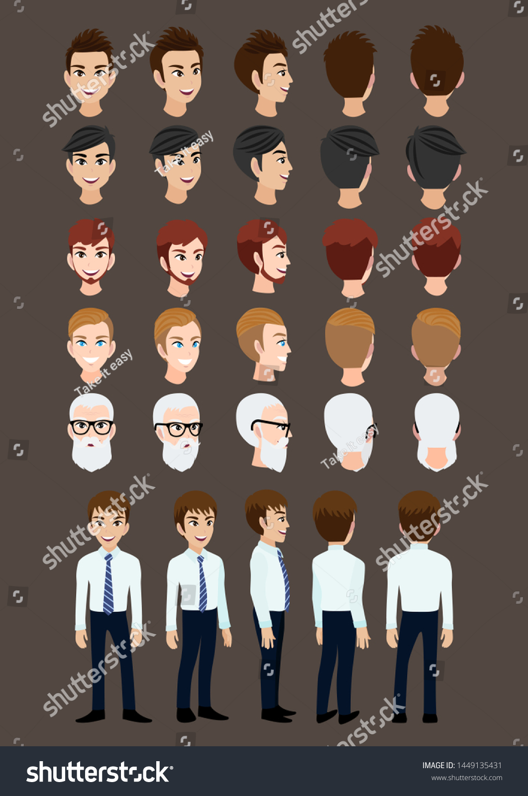 Cartoon Character Business Man Animation Front Stock Vector (Royalty ...