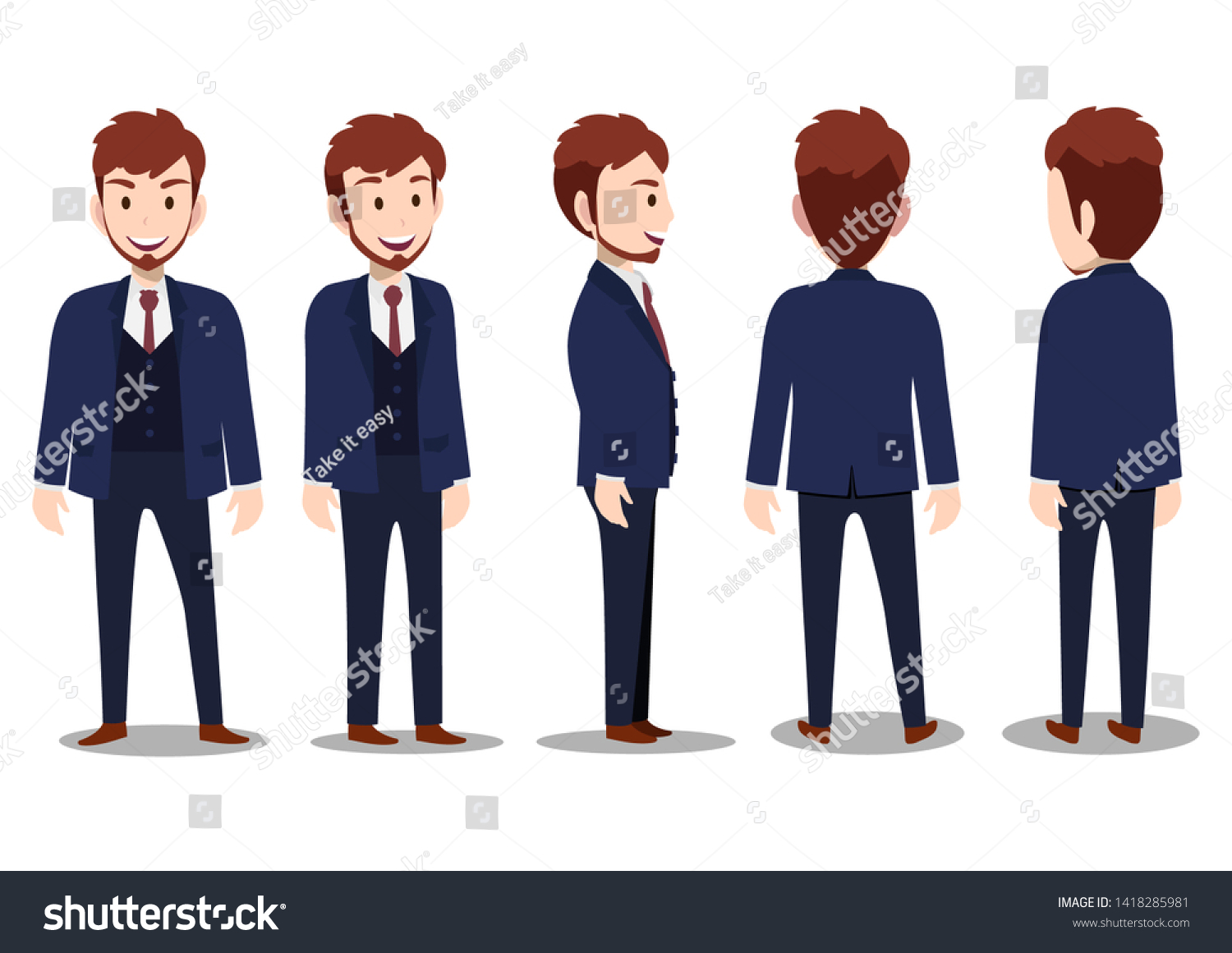 Cartoon Character Business Man Suit Animation Stock Vector (Royalty ...