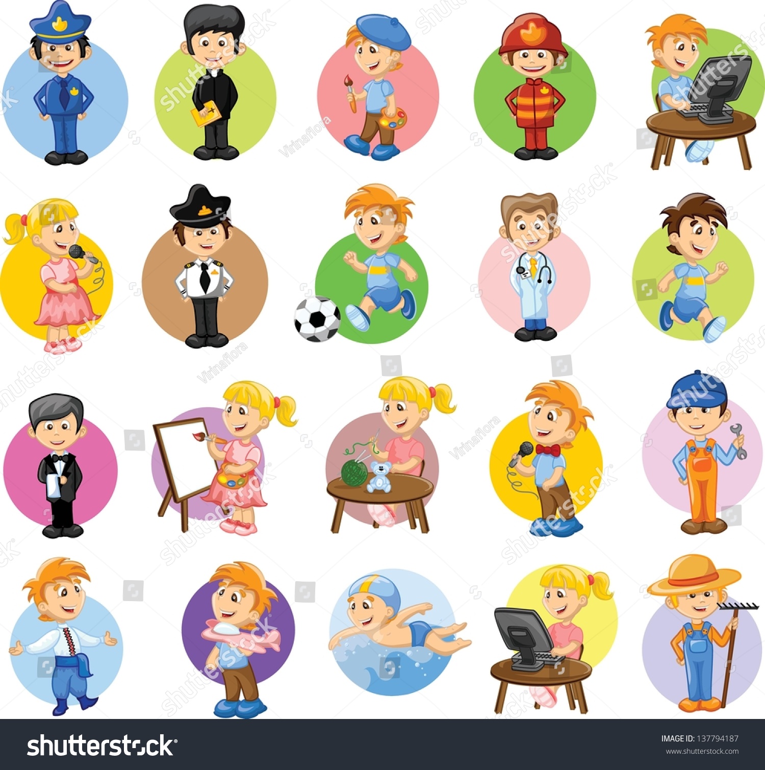 Cartoon Characters Different Professions Stock Vector 137794187 ...