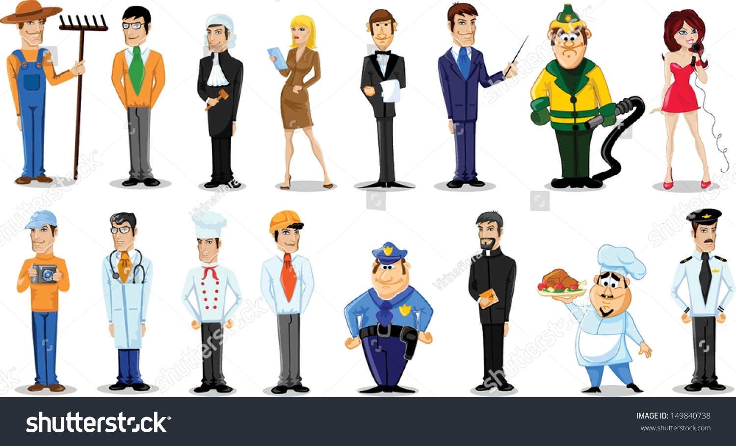 Cartoon Characters Of Different Professions Stock Vector Illustration ...