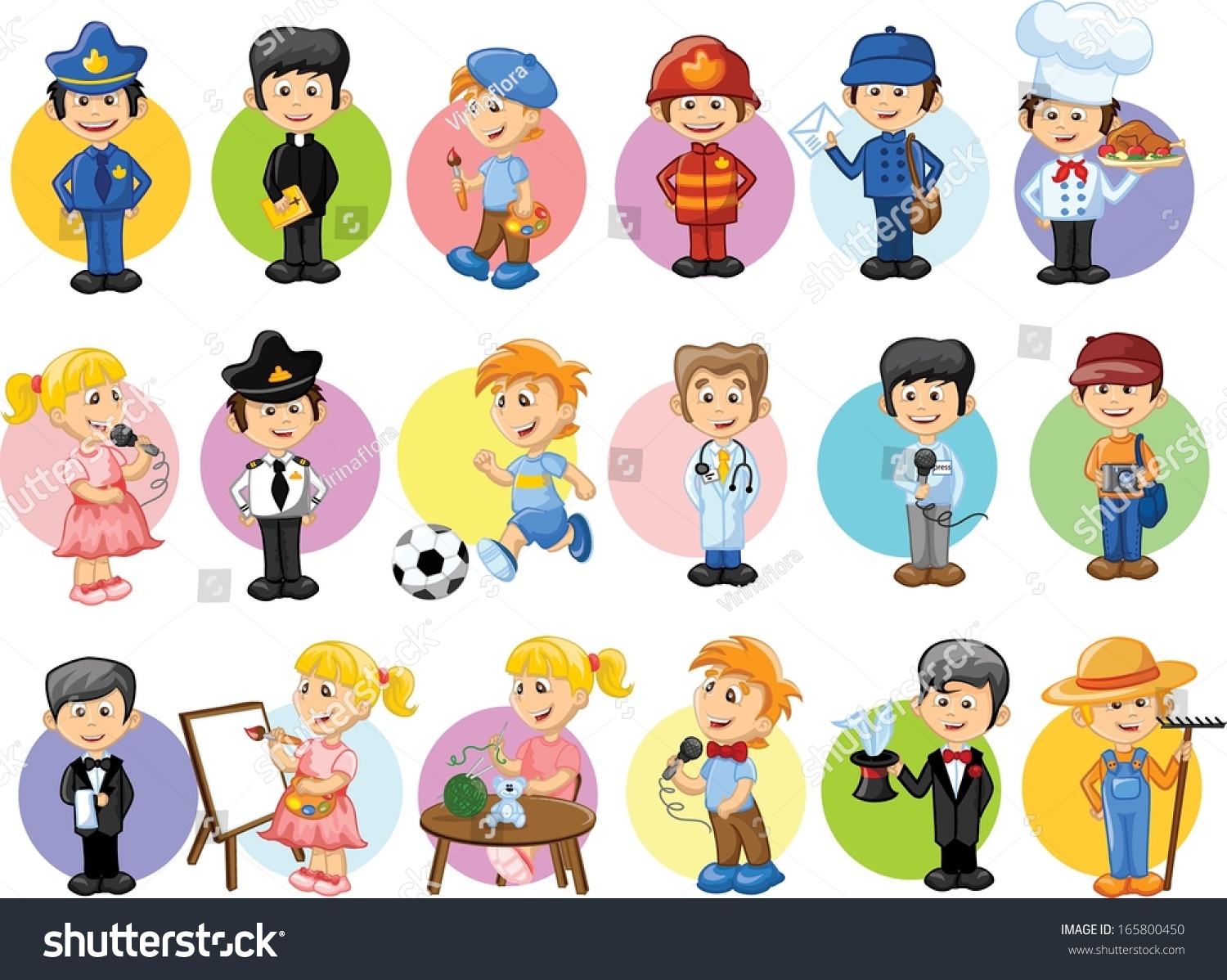 Cartoon Characters Different Professions Stock Vector 165800450 ...