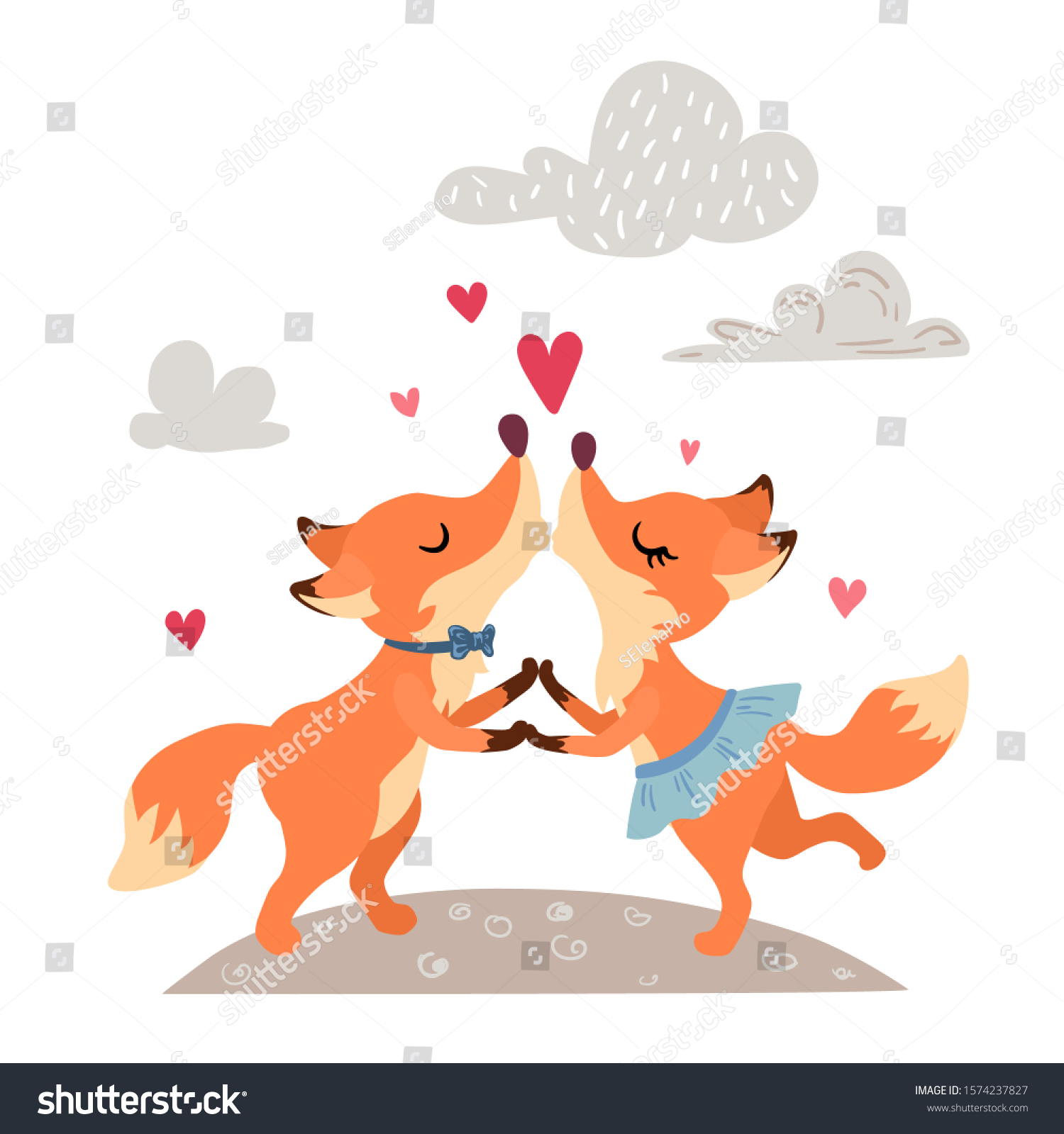 Cartoon Characters Two Foxes Boy Girl Stock Vector Royalty Free