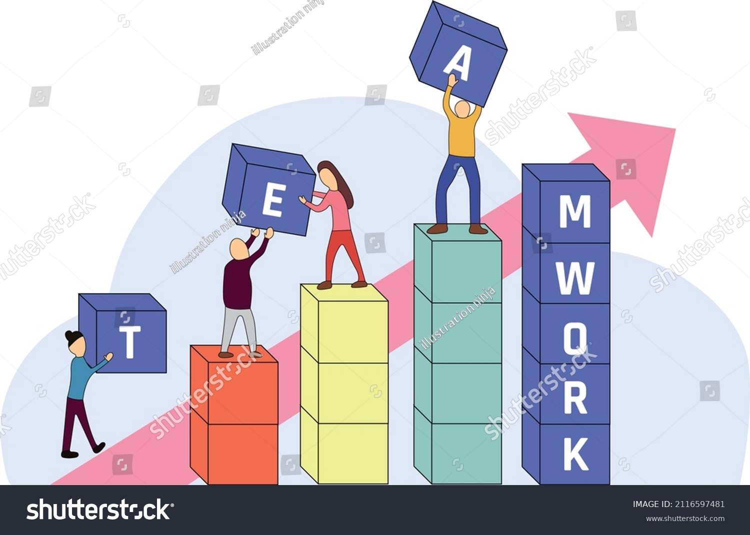 Cartoon Characters Working Team Vector Illustration Stock Vector ...